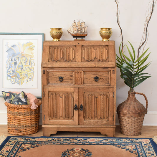 Oak Linenfold Bureau