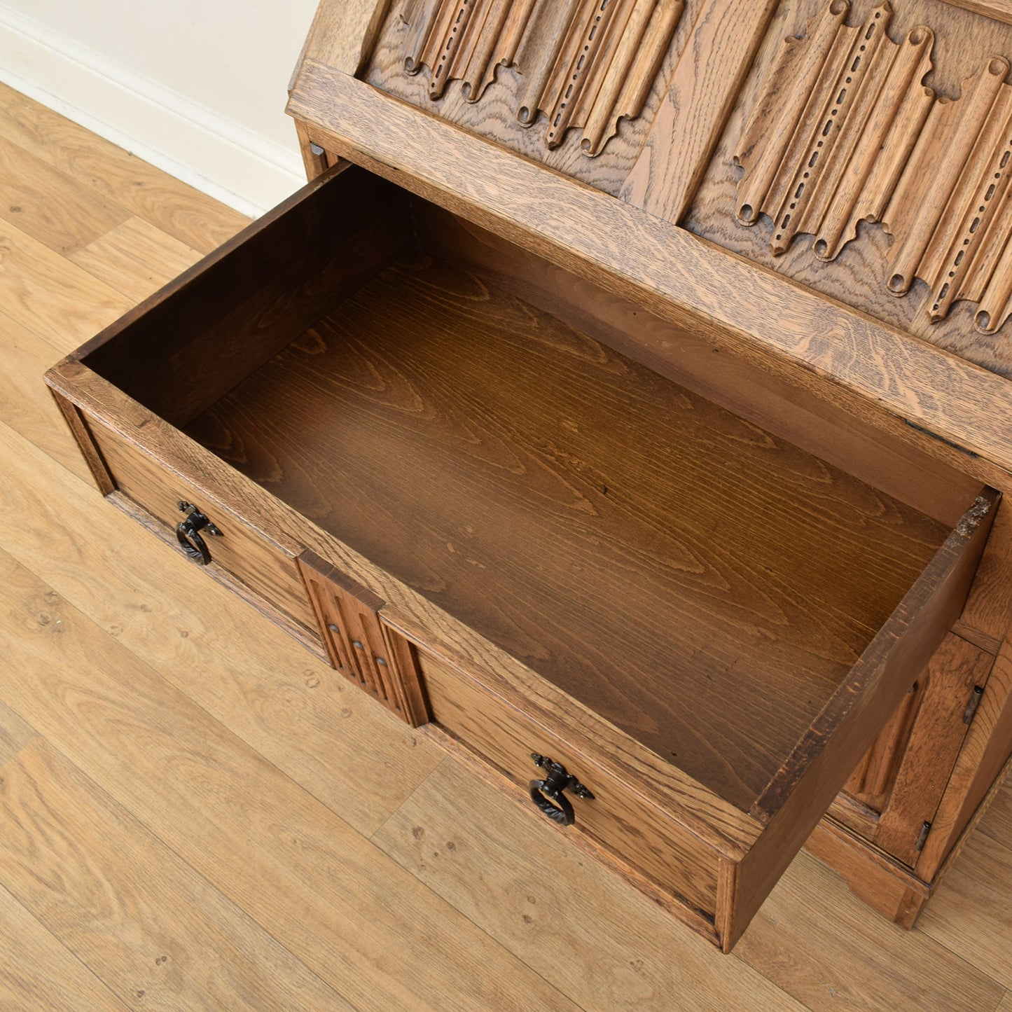 Oak Linenfold Bureau
