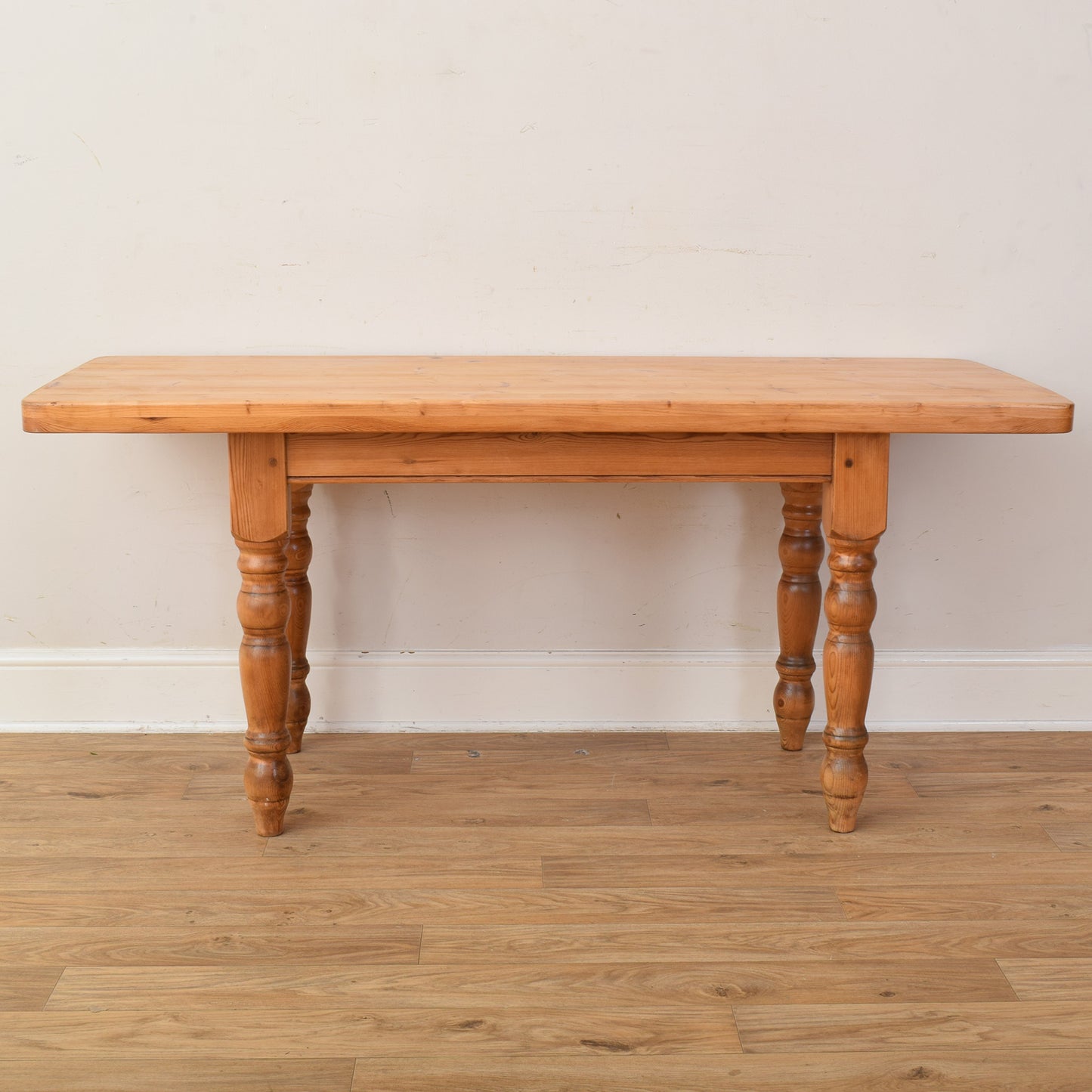 Narrow Pine Table And Two Stools