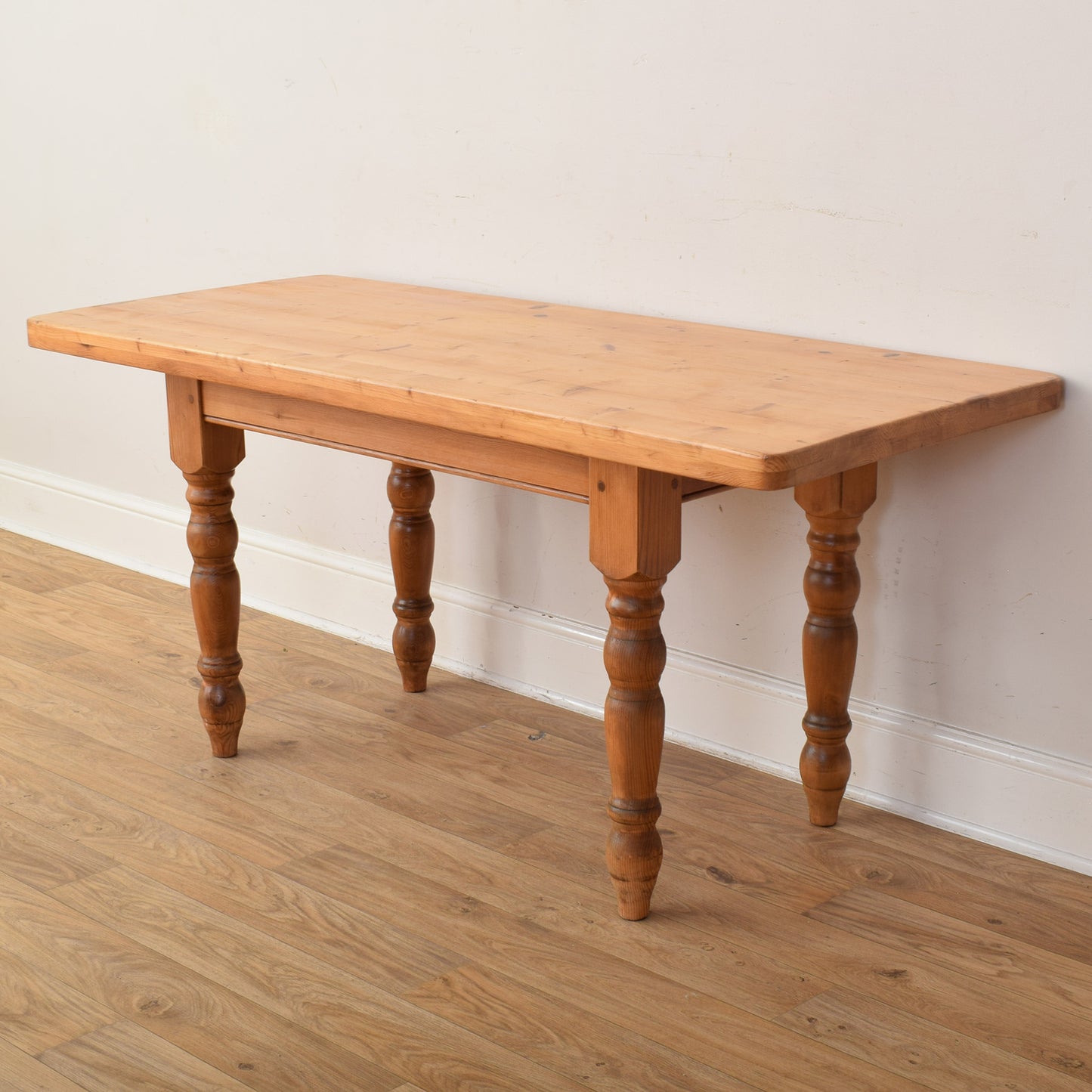 Narrow Pine Table And Two Stools