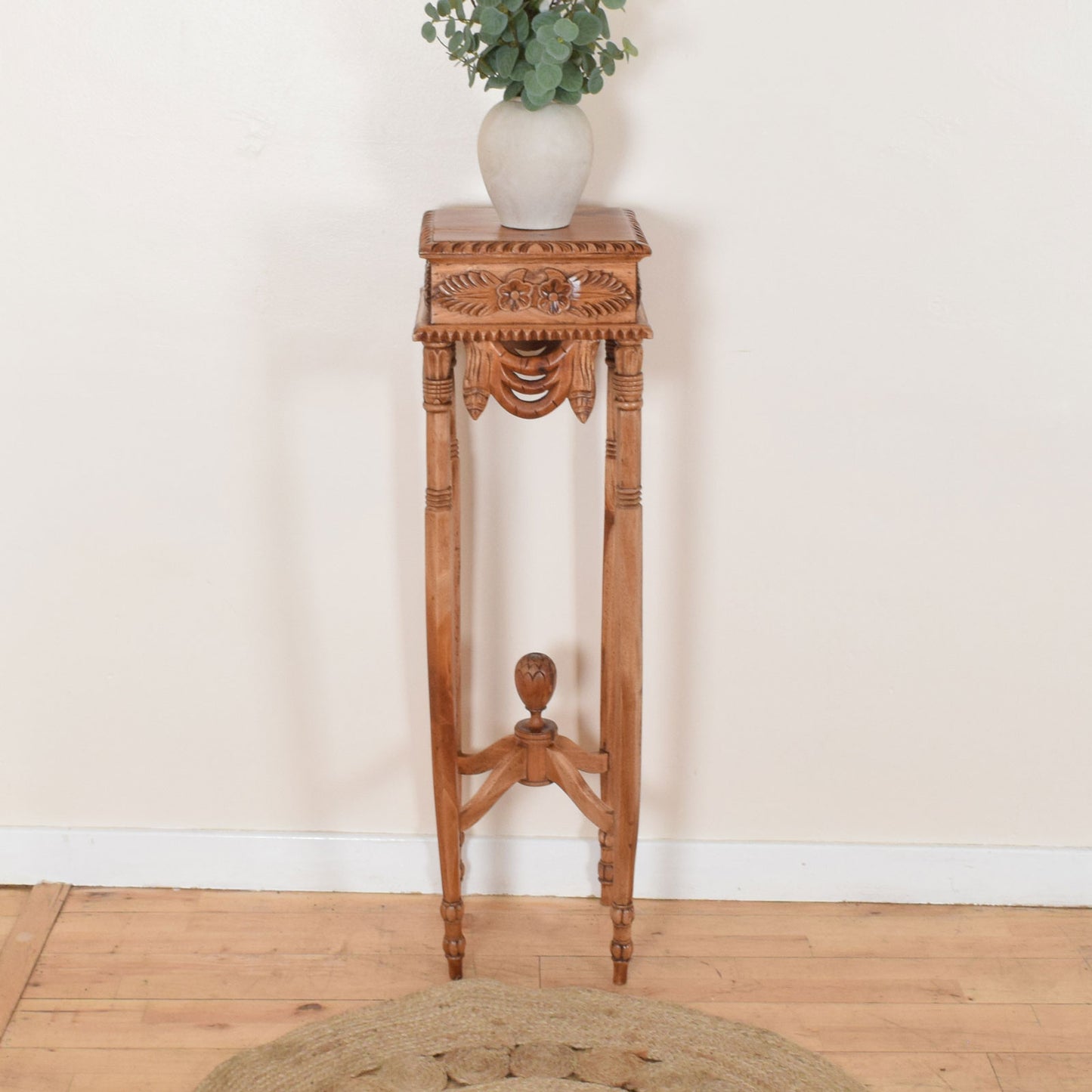 Carved Mahogany Plant Stand