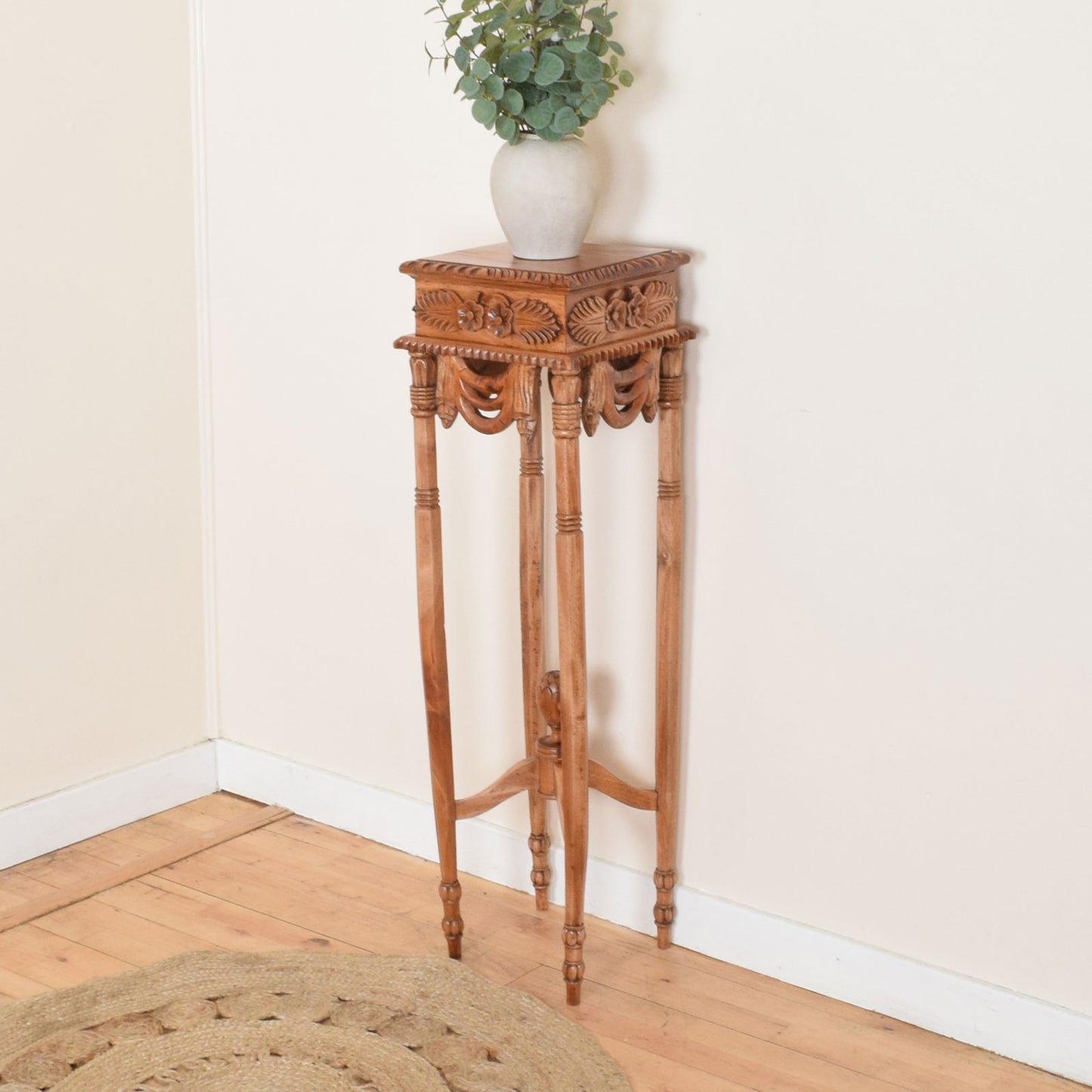 Carved Mahogany Plant Stand