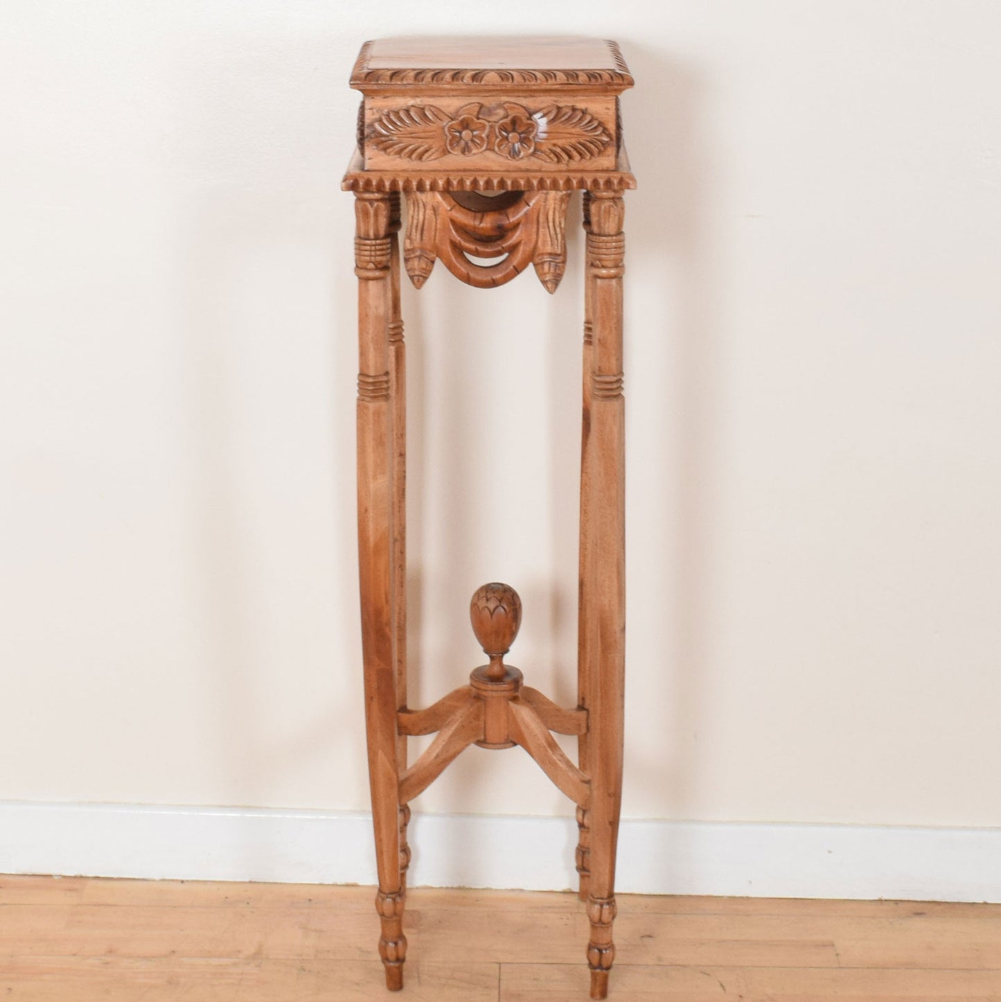 Carved Mahogany Plant Stand