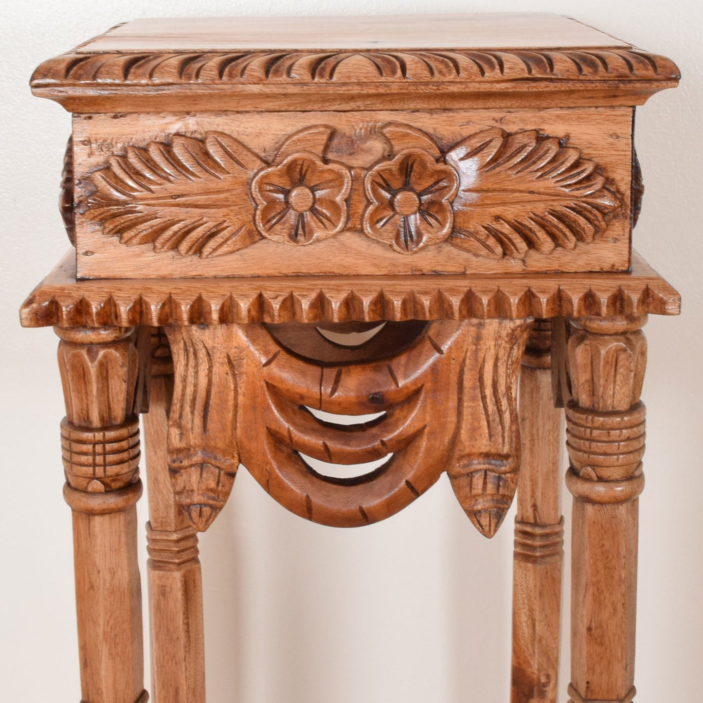 Carved Mahogany Plant Stand