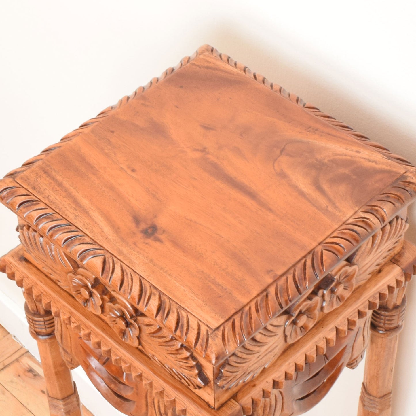 Carved Mahogany Plant Stand