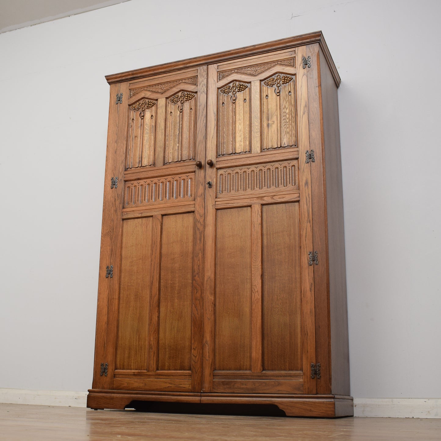 Restored Oak Double Wardrobe