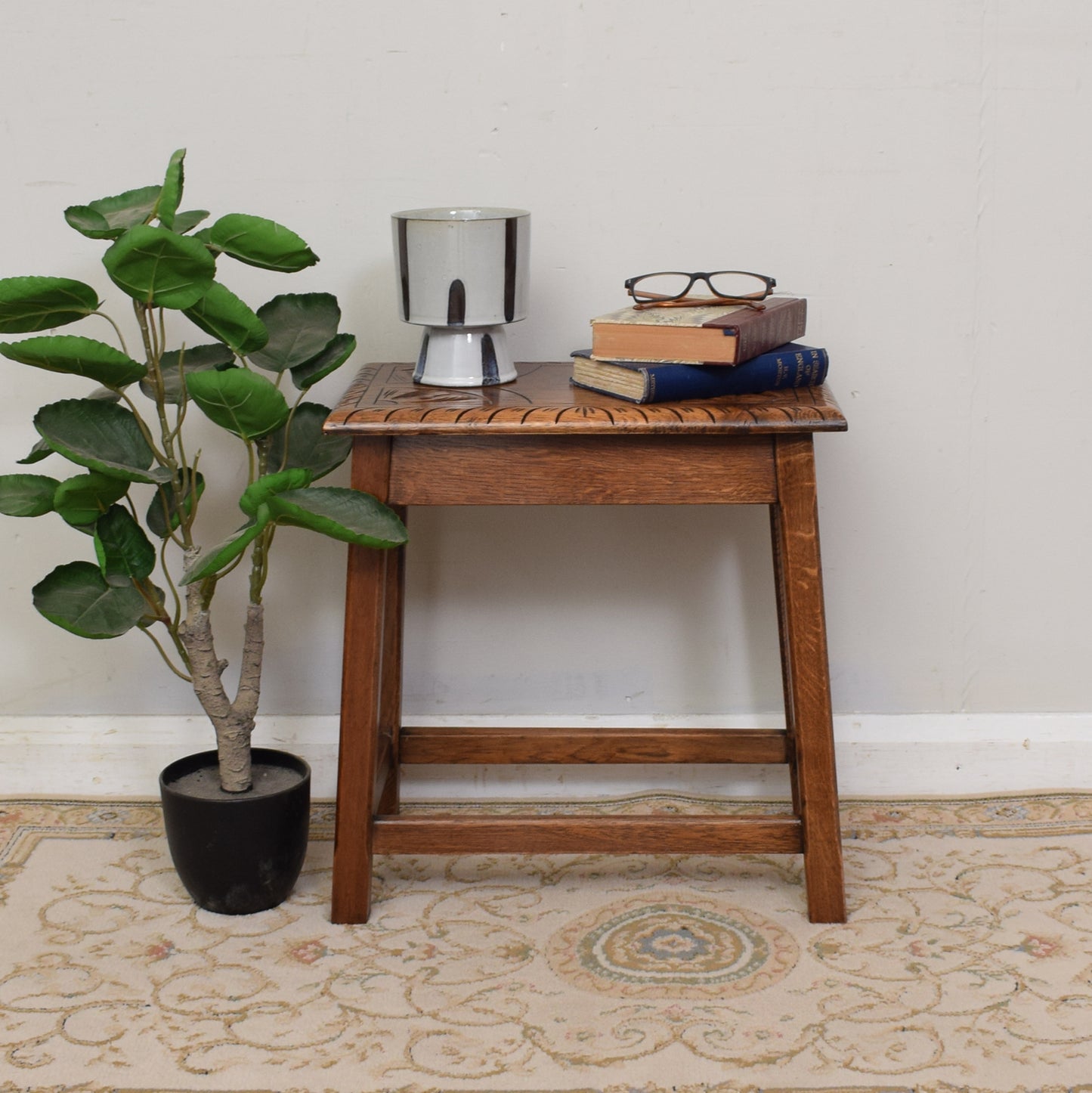 Carved Oak Side Table