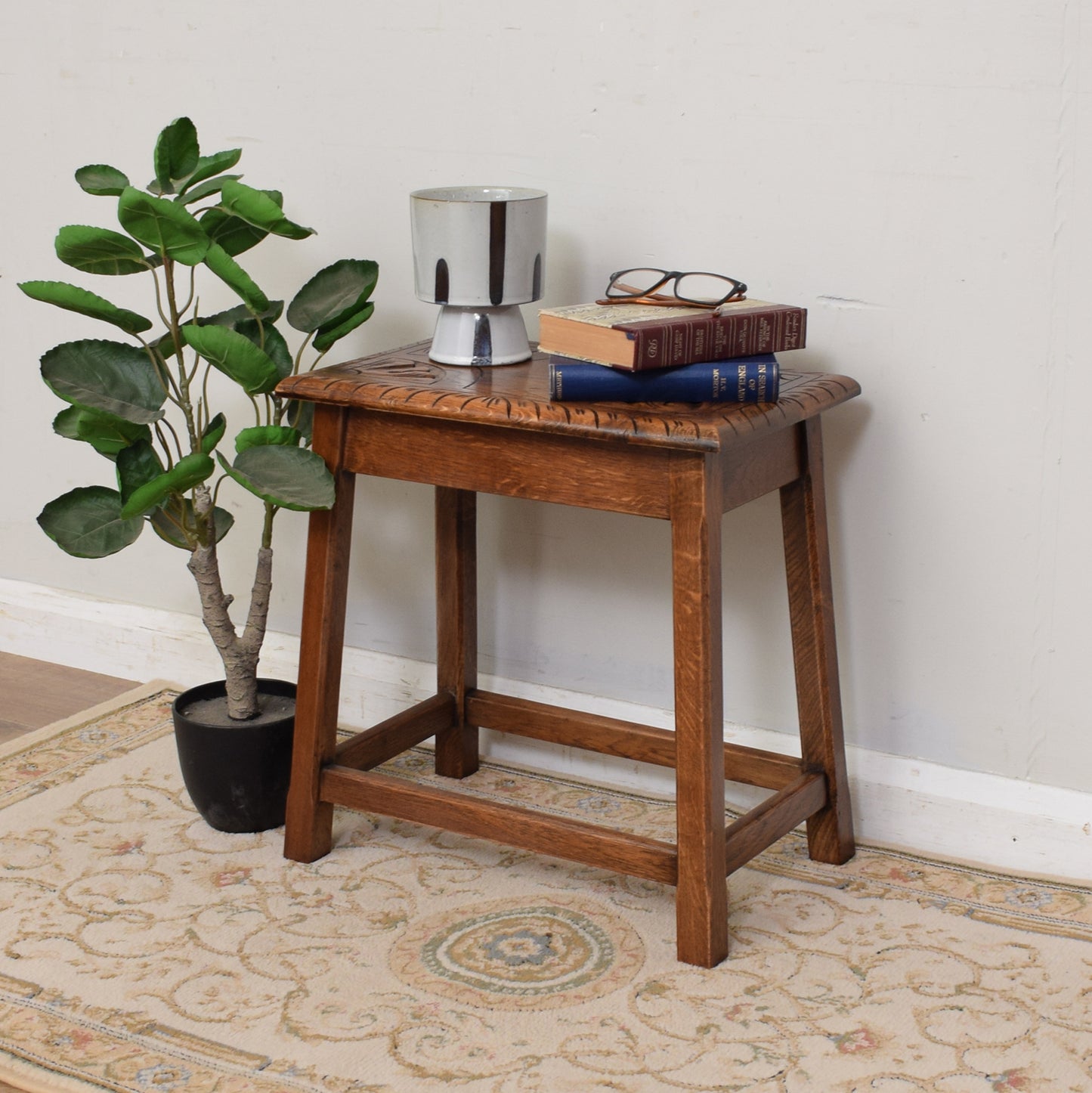 Carved Oak Side Table