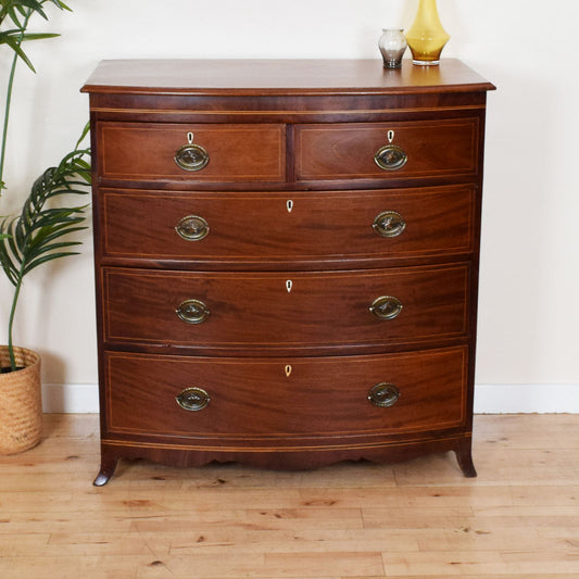 Inlaid Bow-Fronted Chest of Drawers