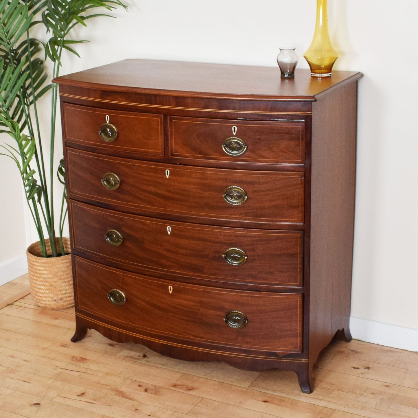 Inlaid Bow-Fronted Chest of Drawers