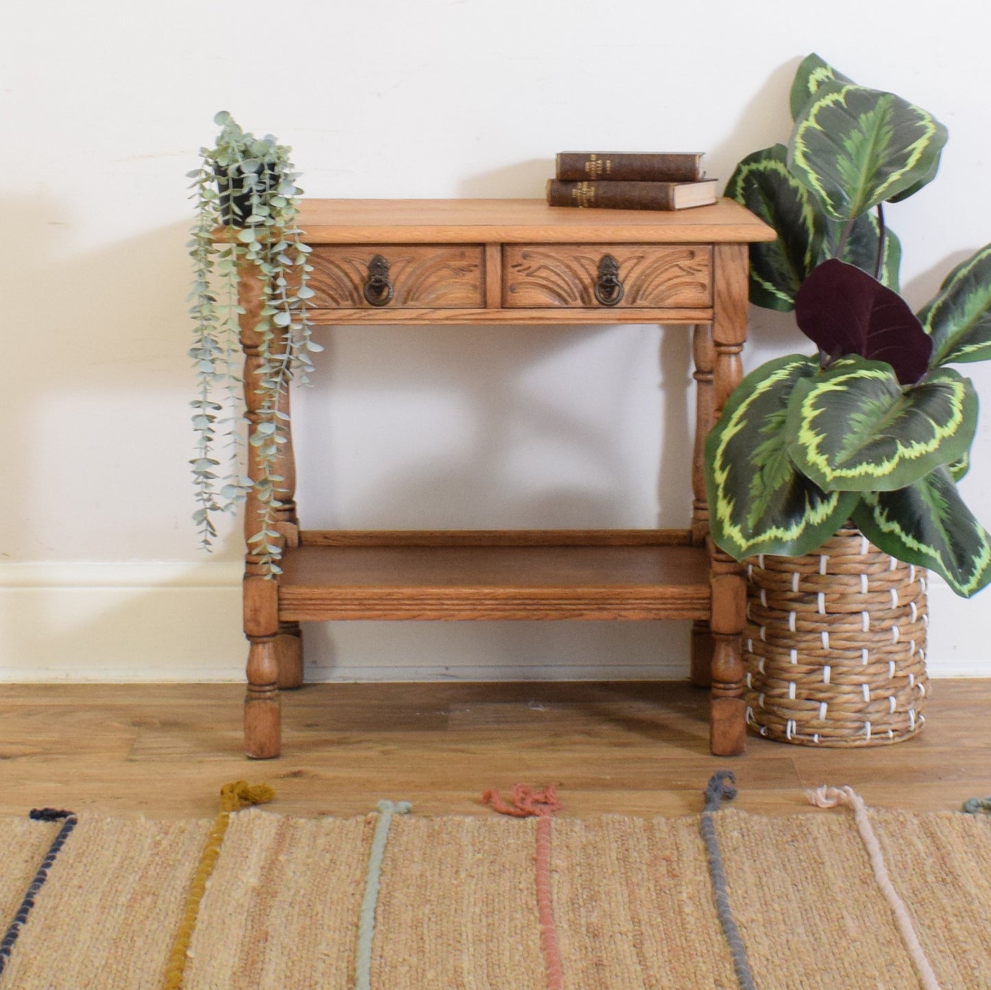 Restored Carved Oak Side Table