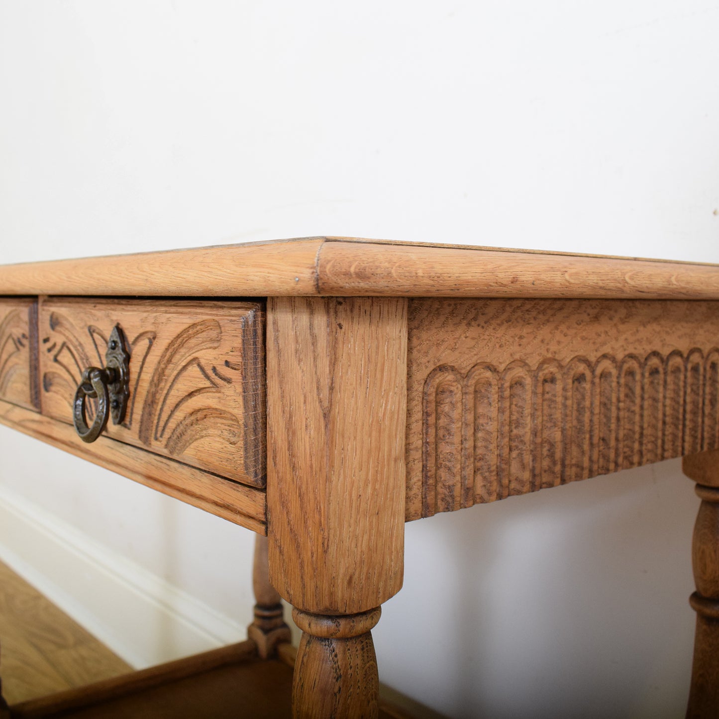 Restored Carved Oak Side Table