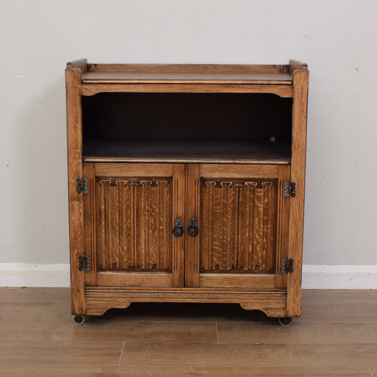 Oak Linenfold Multimedia Cabinet