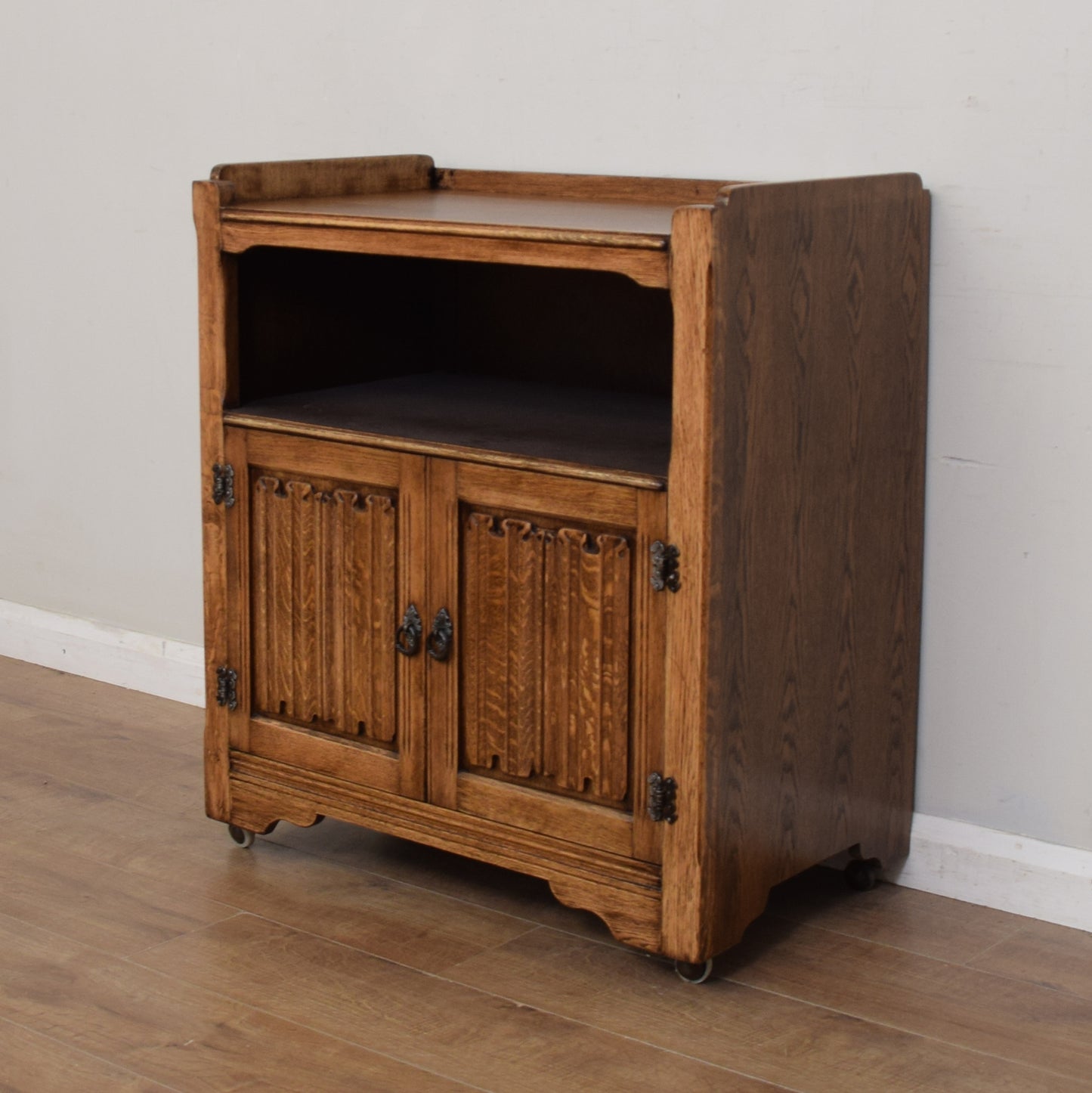 Oak Linenfold Multimedia Cabinet