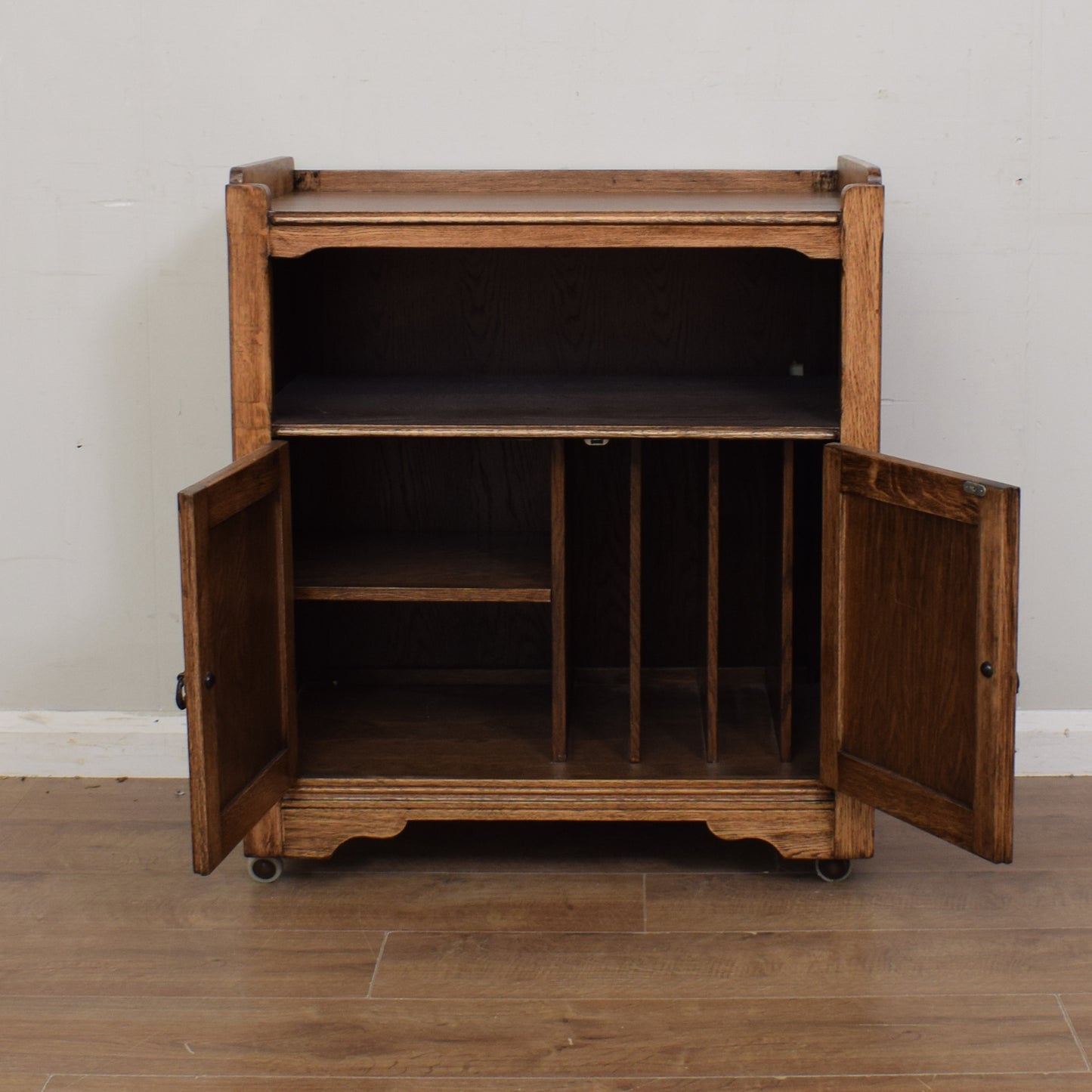 Oak Linenfold Multimedia Cabinet