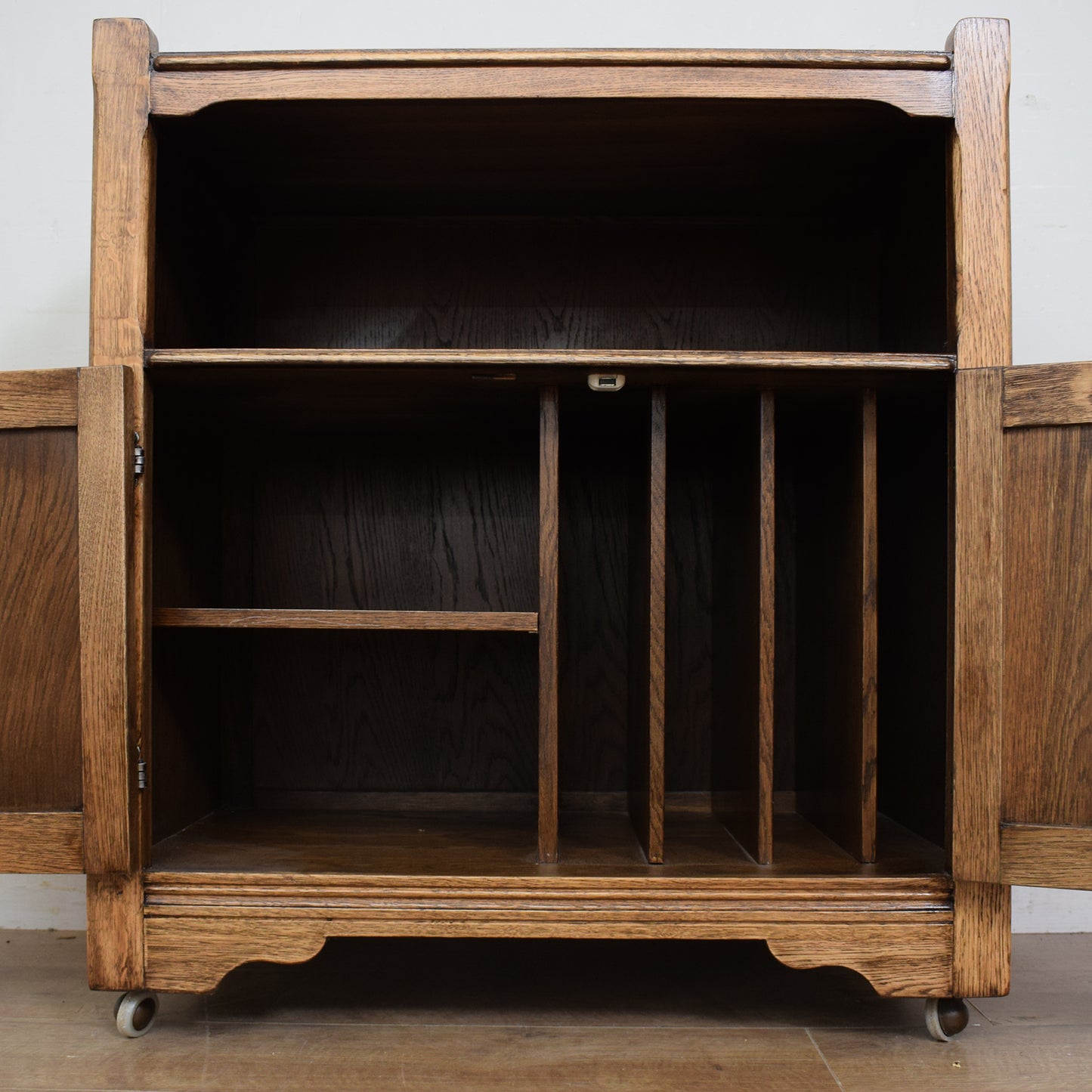 Oak Linenfold Multimedia Cabinet