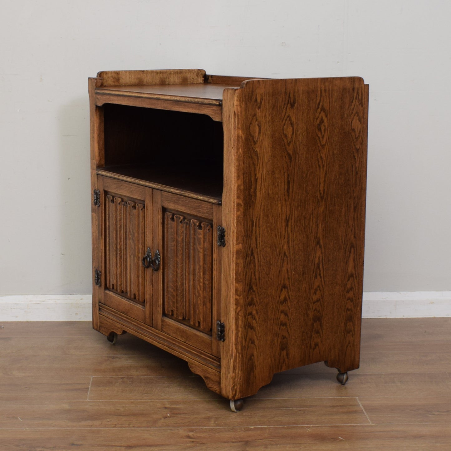 Oak Linenfold Multimedia Cabinet