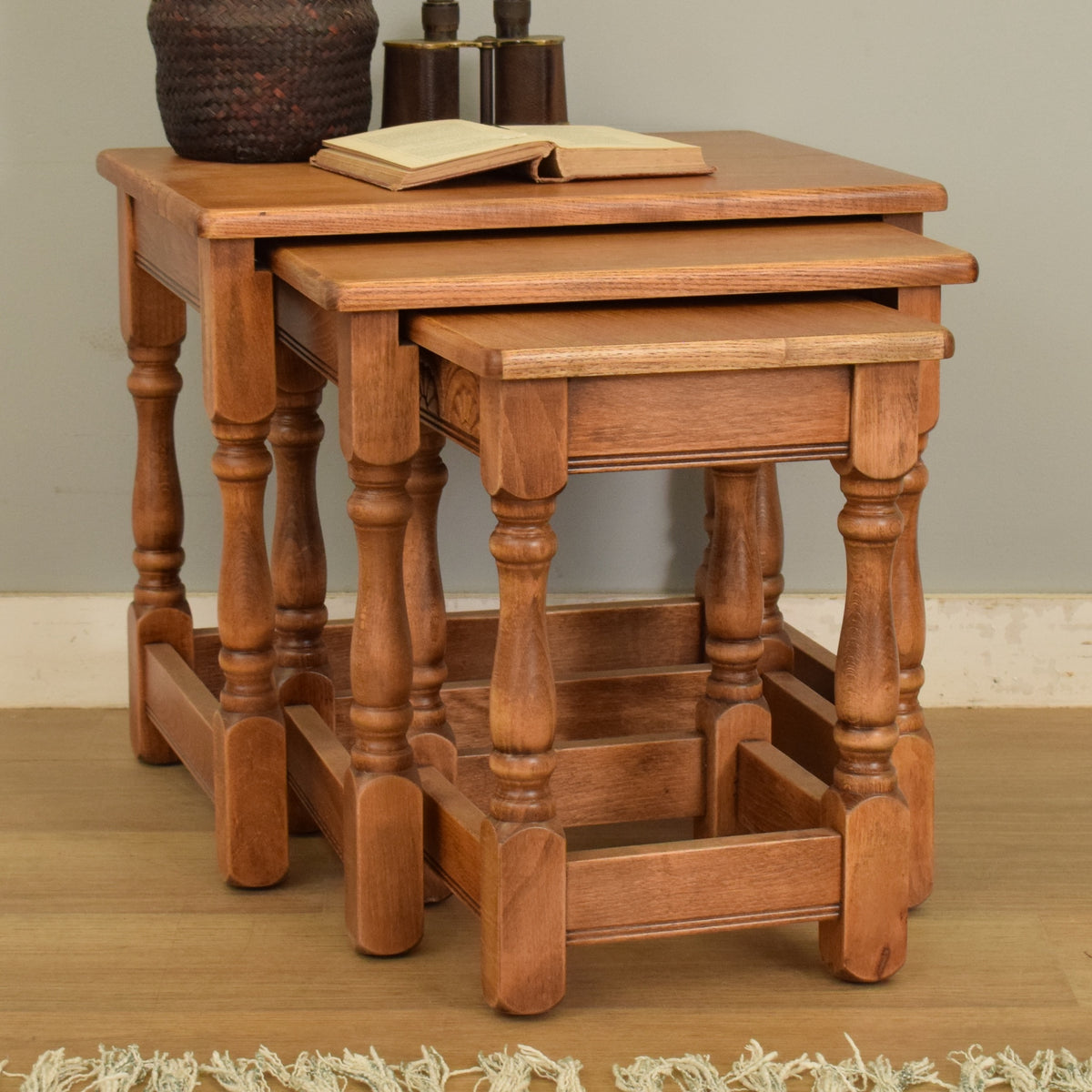 Restored Oak Nest of Tables