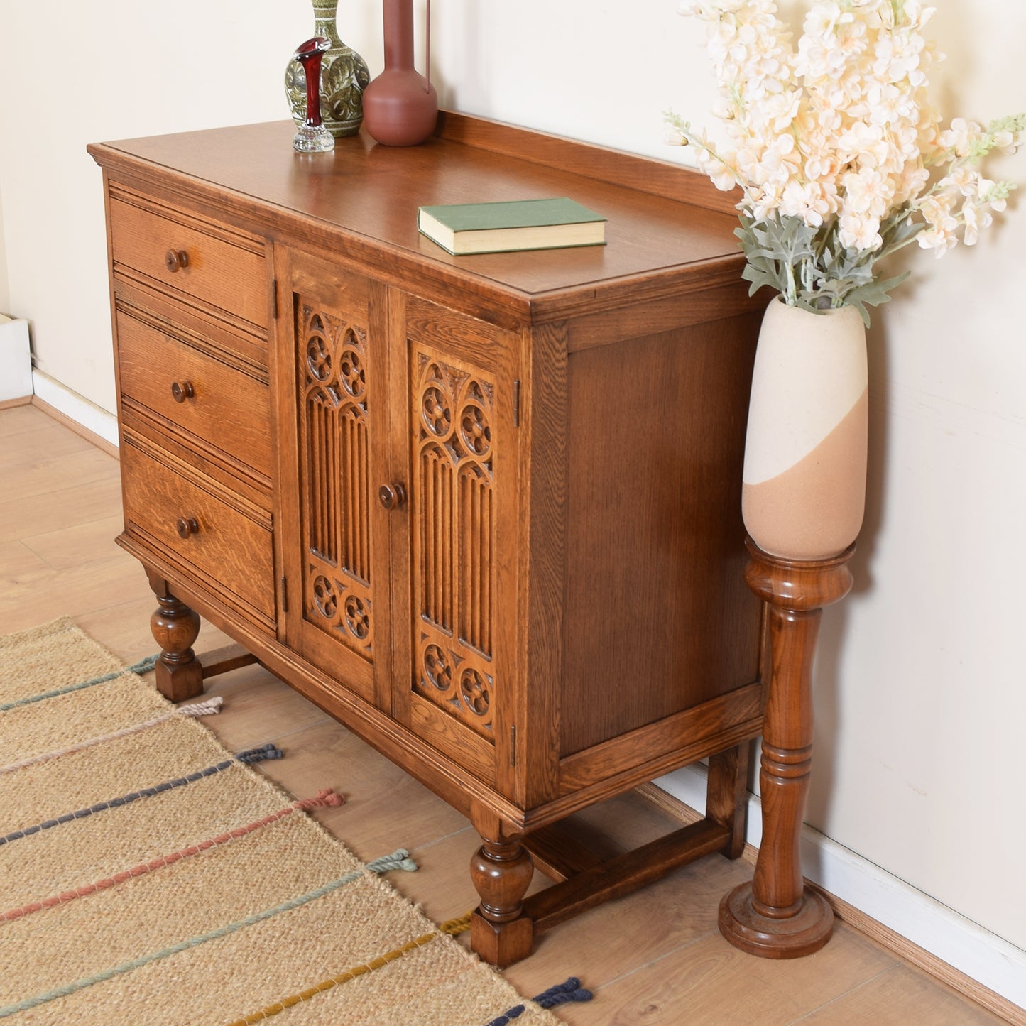Small Vintage Oak Sideboard