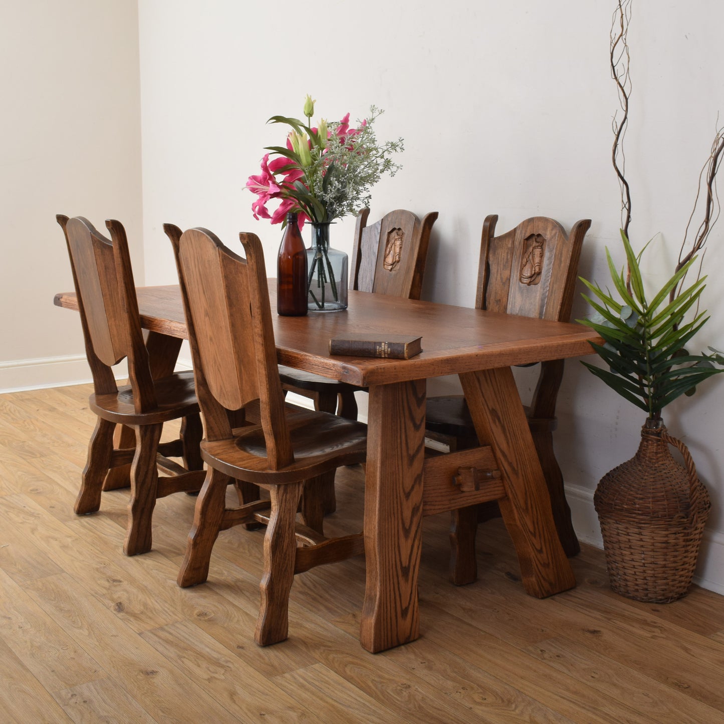 Dutch Oak Table And Four Chairs