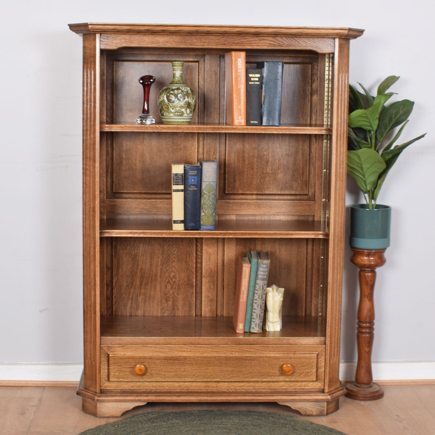 Oak Bookcase with Drawer