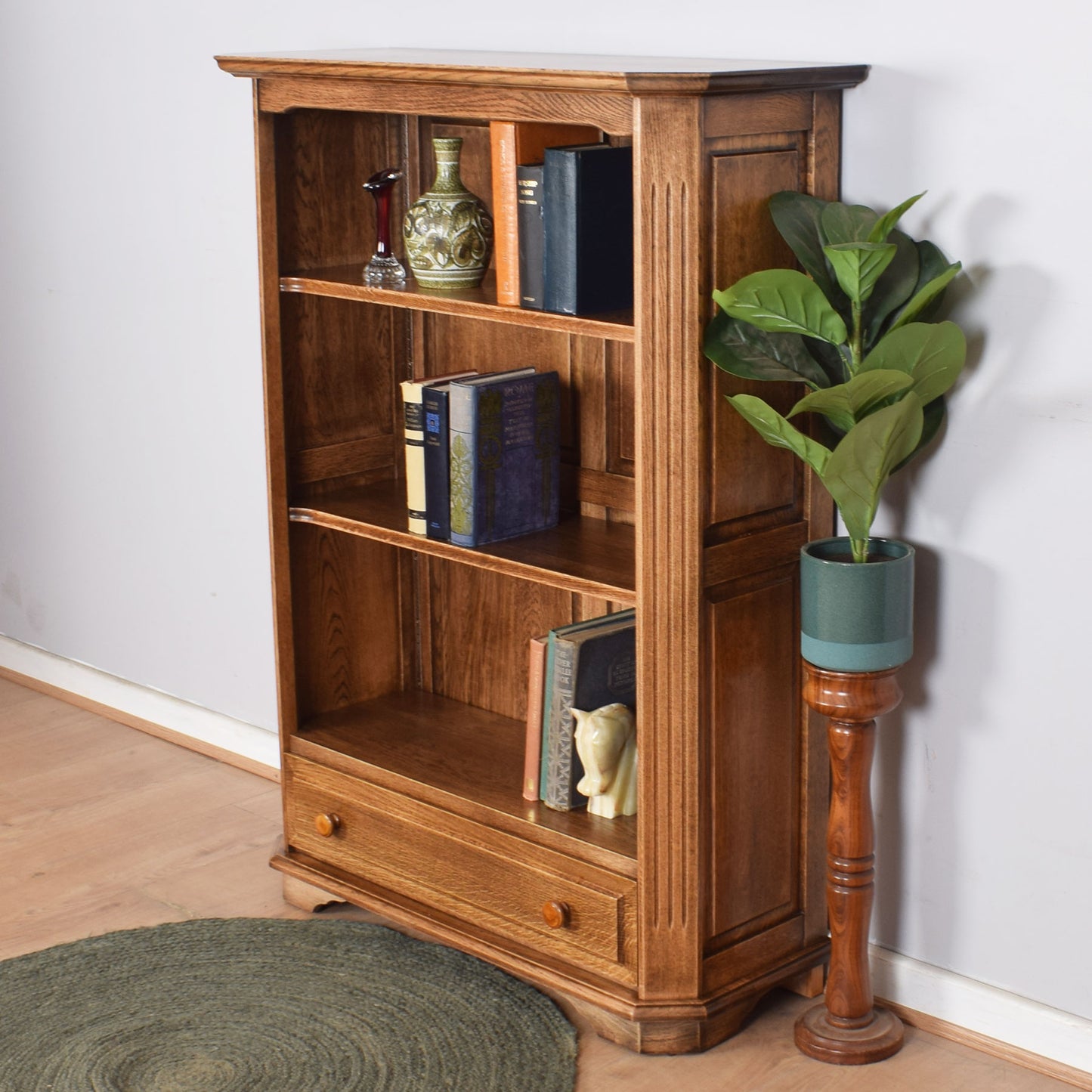 Oak Bookcase with Drawer