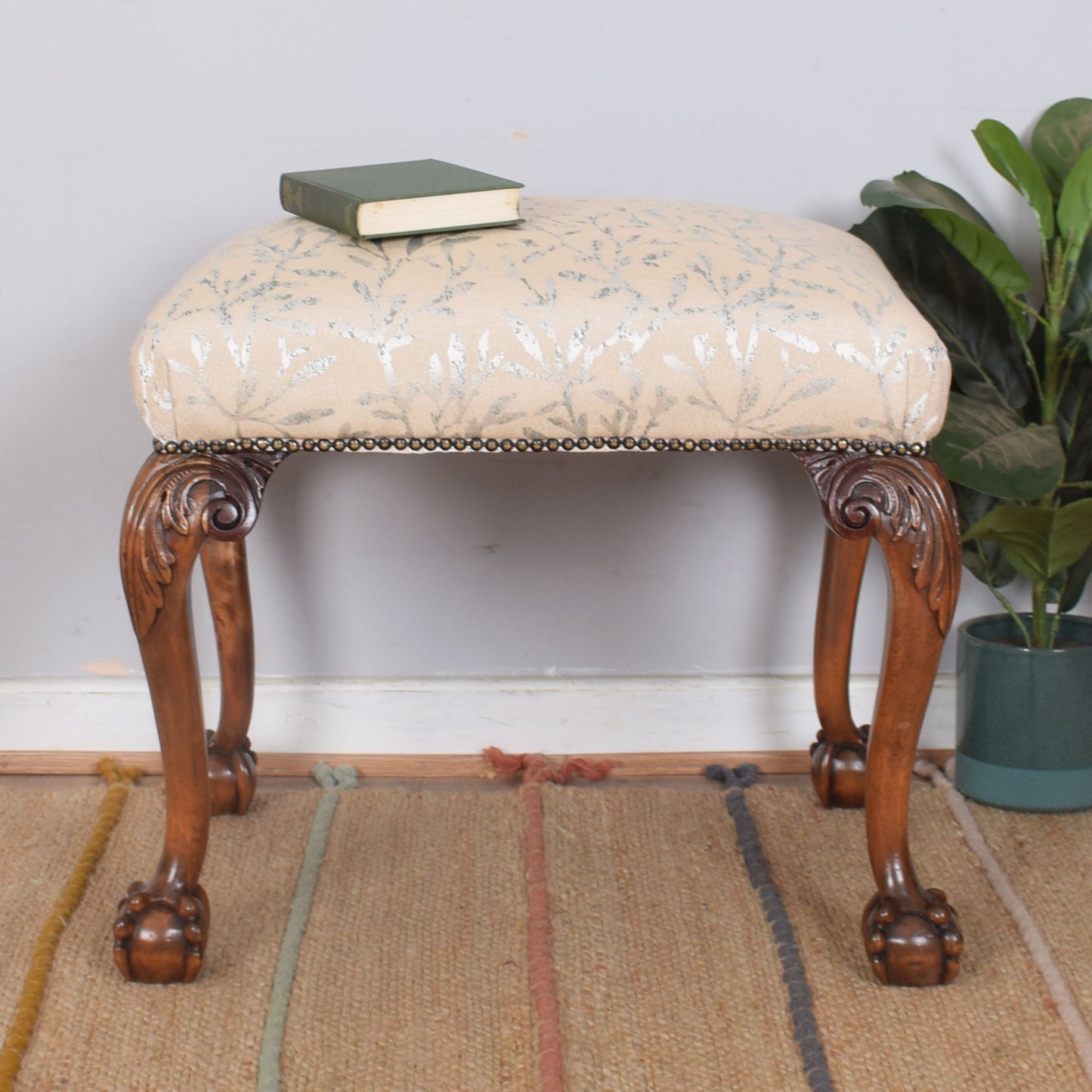 Upholstered Mahogany Stool