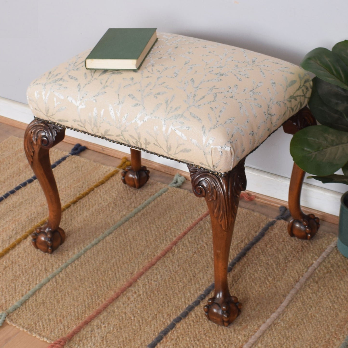 Upholstered Mahogany Stool