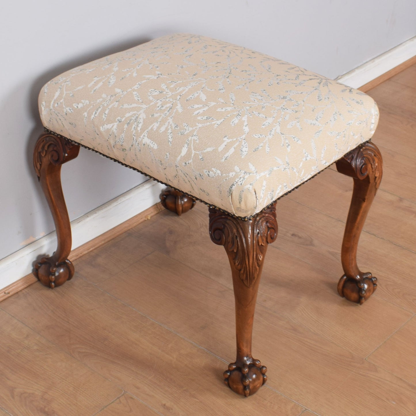 Upholstered Mahogany Stool