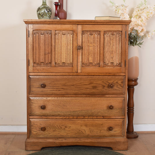 Oak Linenfold Tallboy