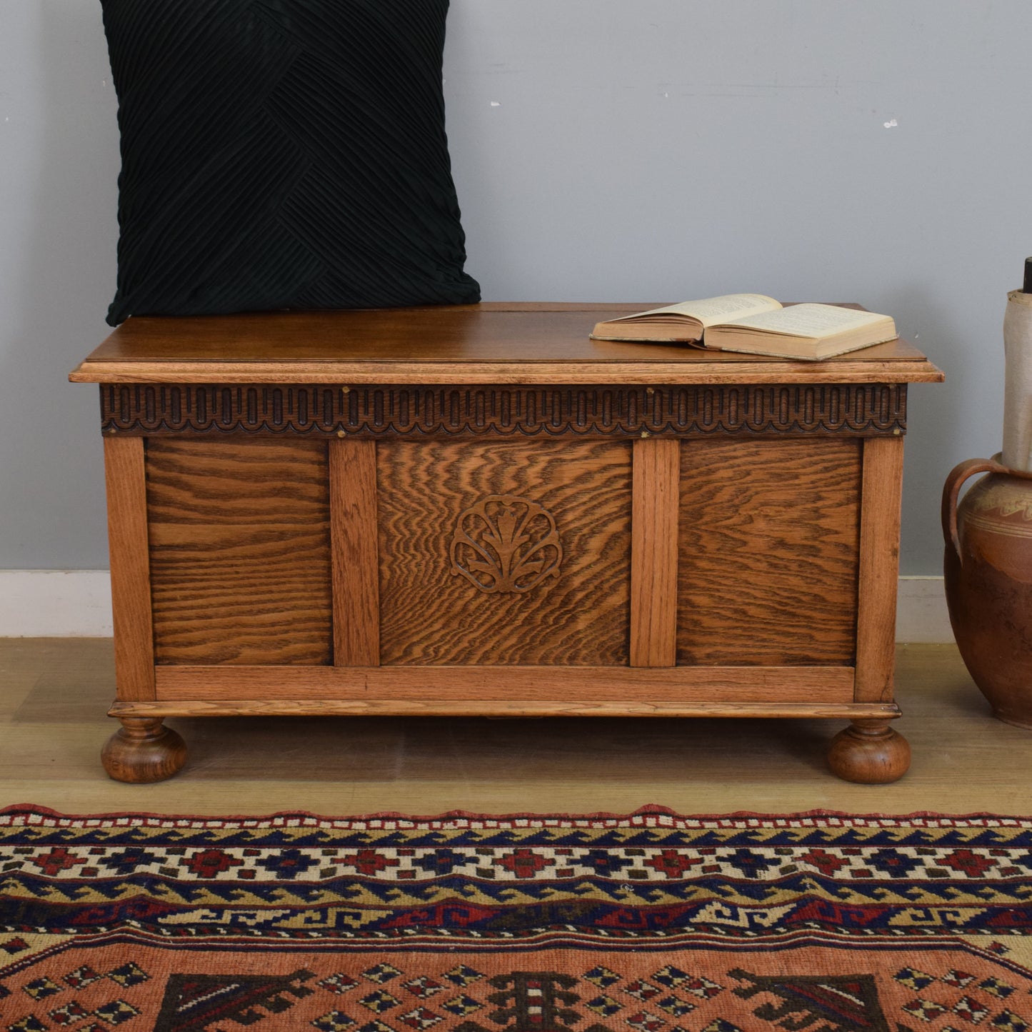 Carved Oak Blanket Box