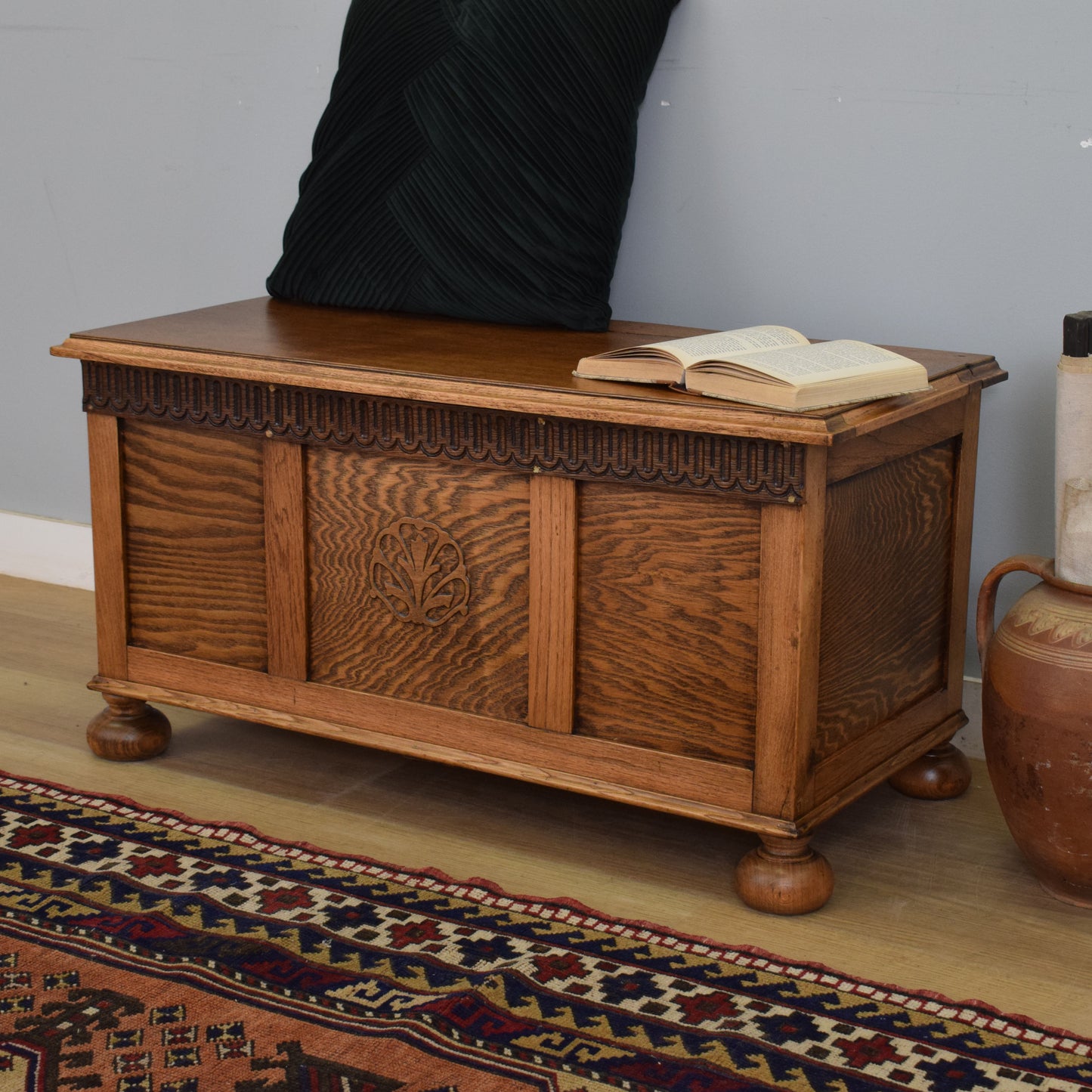 Carved Oak Blanket Box