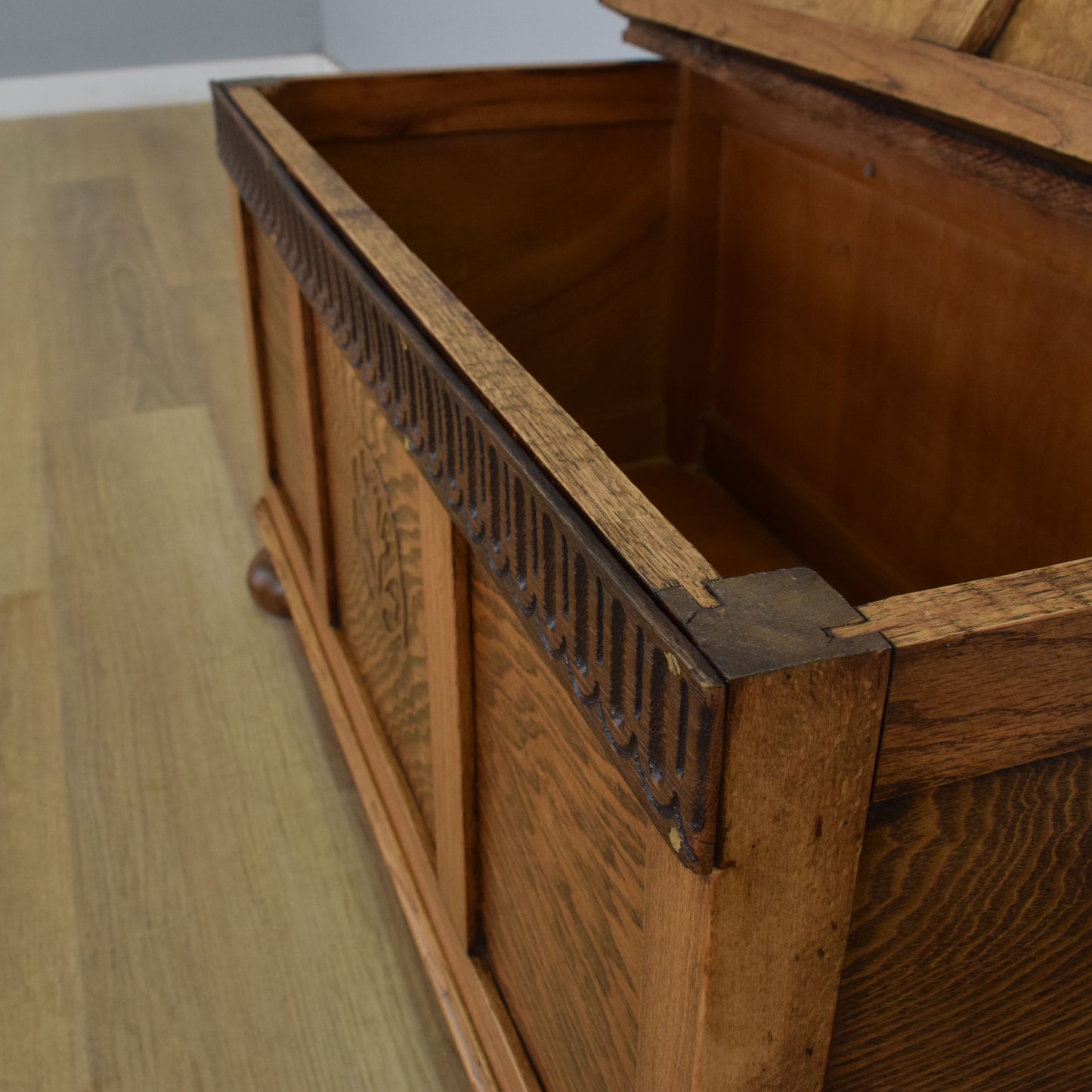 Carved Oak Blanket Box