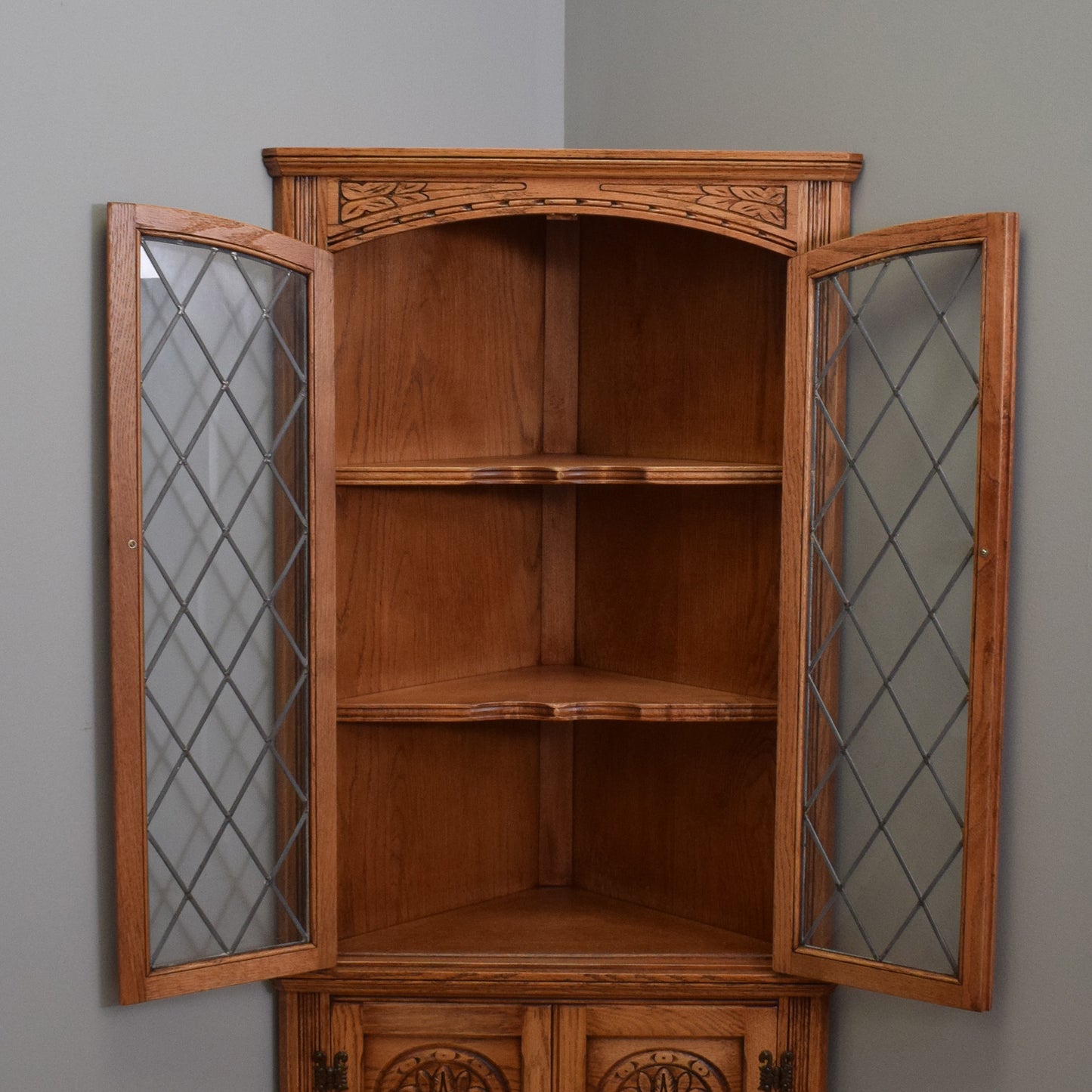 Refinished Oak Corner Unit