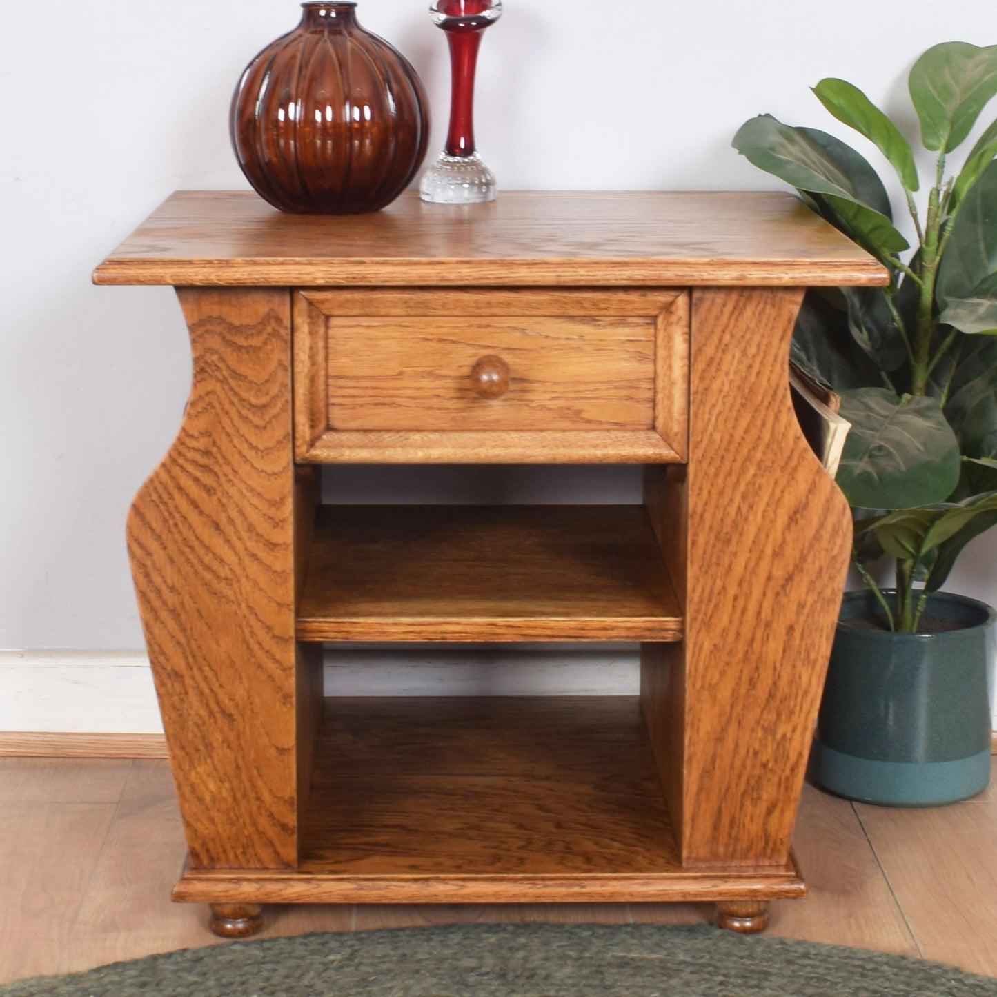 Oak Magazine Rack Storage Unit