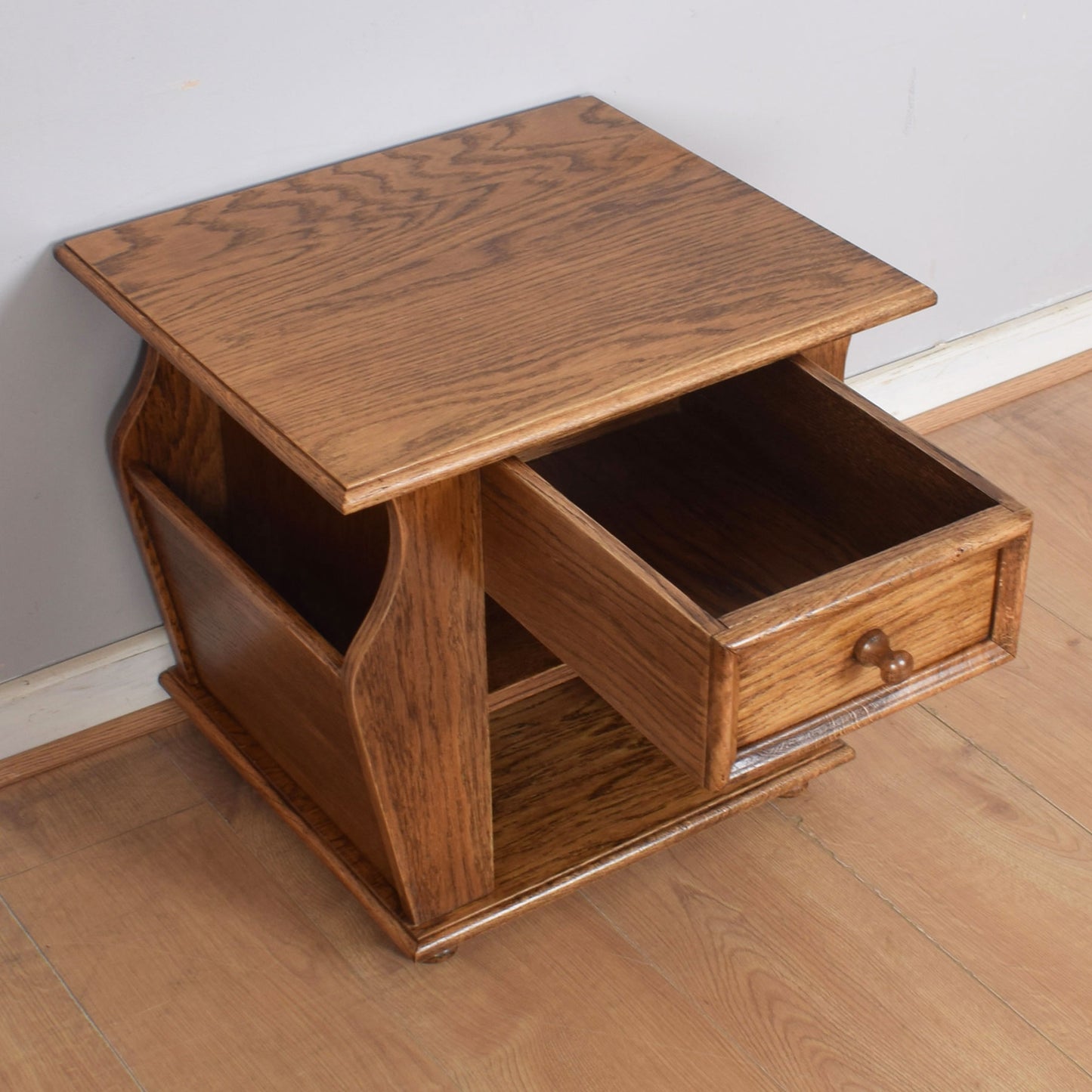 Oak Magazine Rack Storage Unit