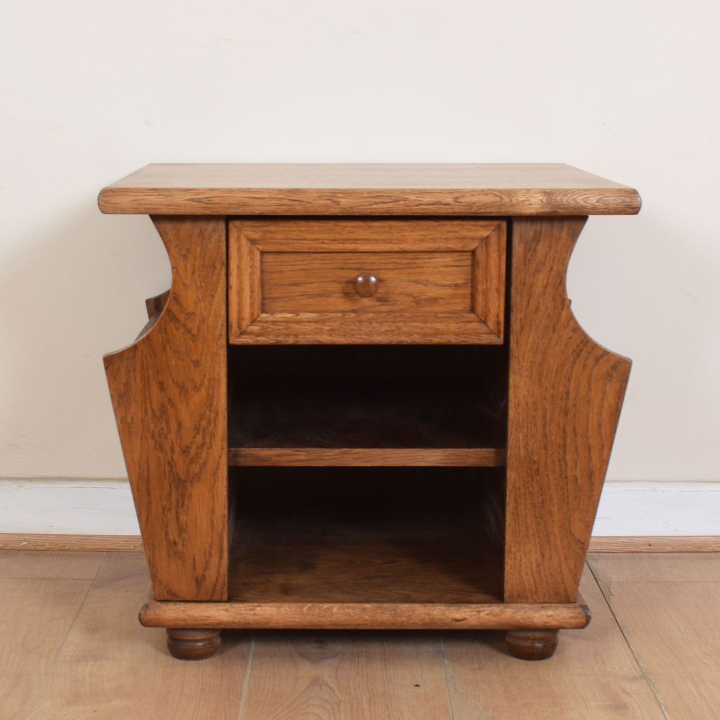 Oak Side Table With Magazine Rack.
