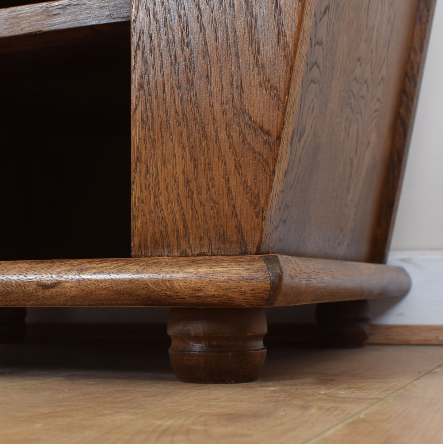 Oak Side Table With Magazine Rack.