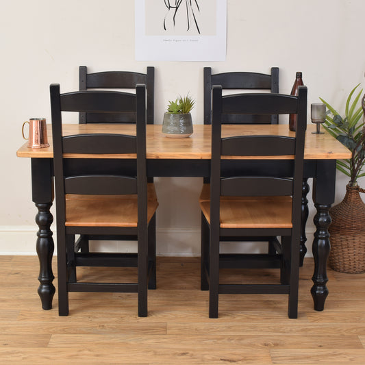 Painted Pine Table And Four Chairs