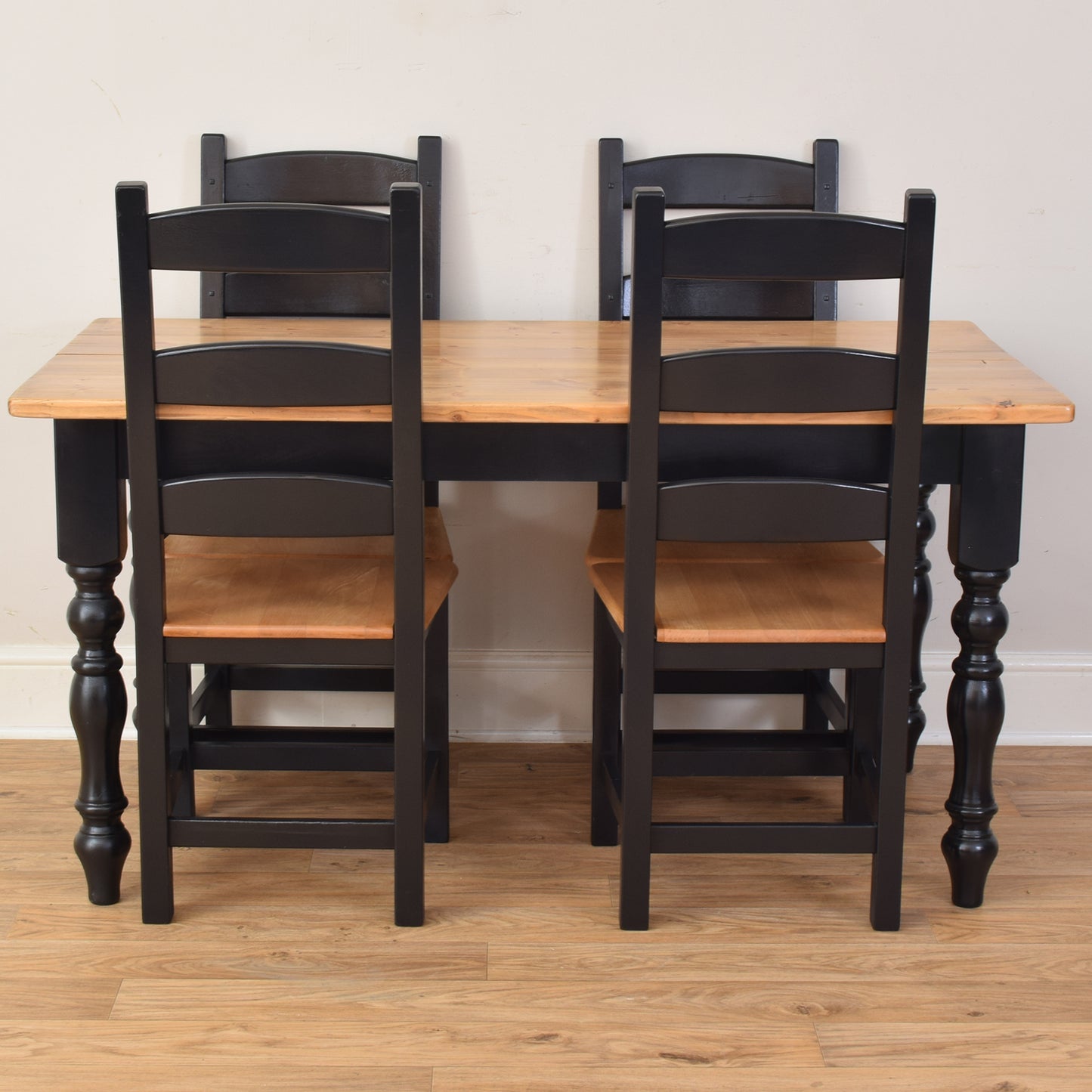 Painted Pine Table And Four Chairs
