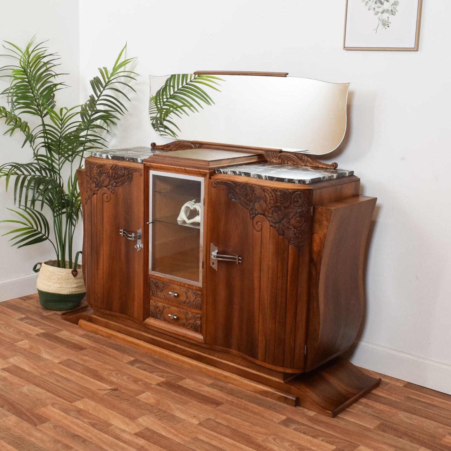 Walnut 1930's Art Deco Cocktail Sideboard