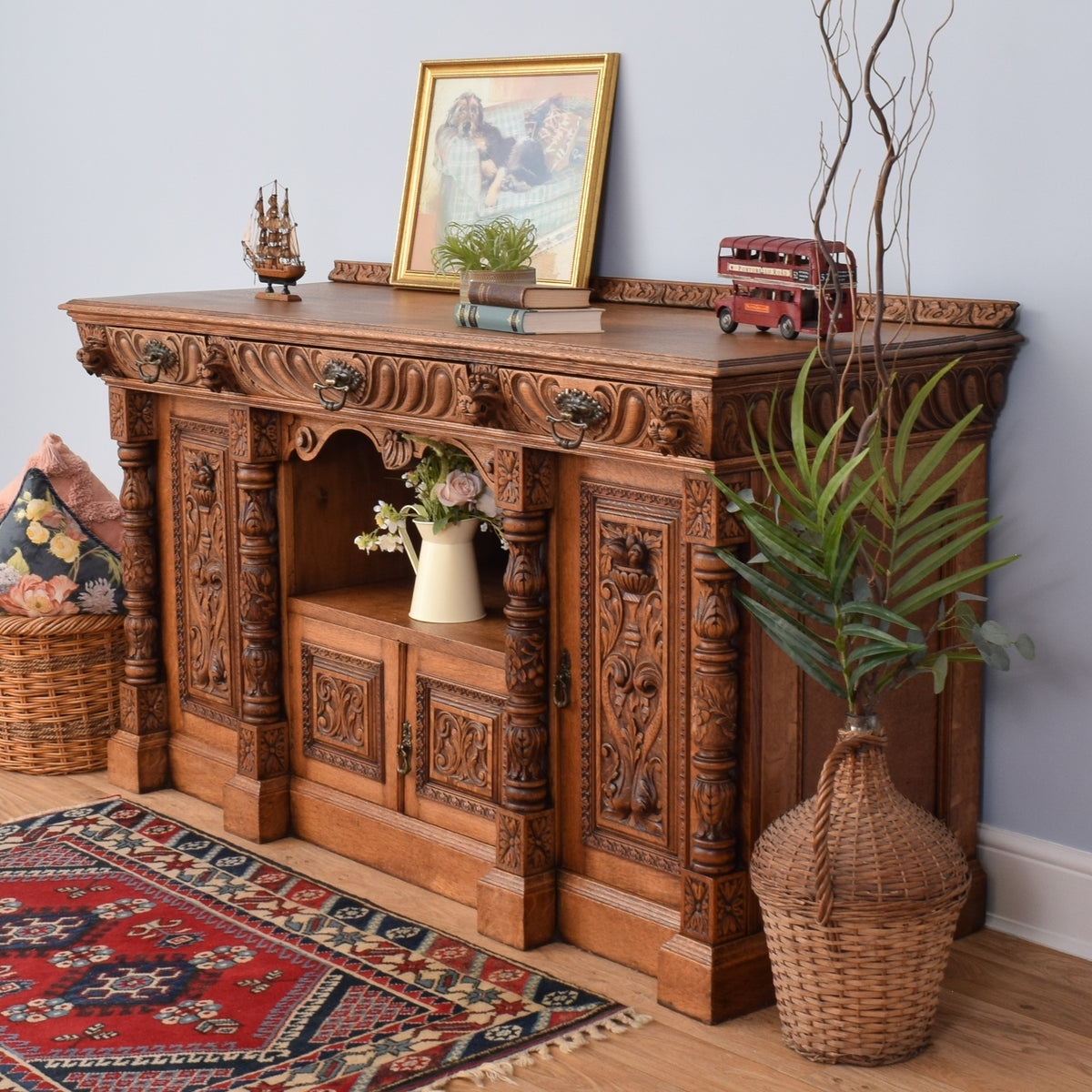 Carved Oak Sideboard