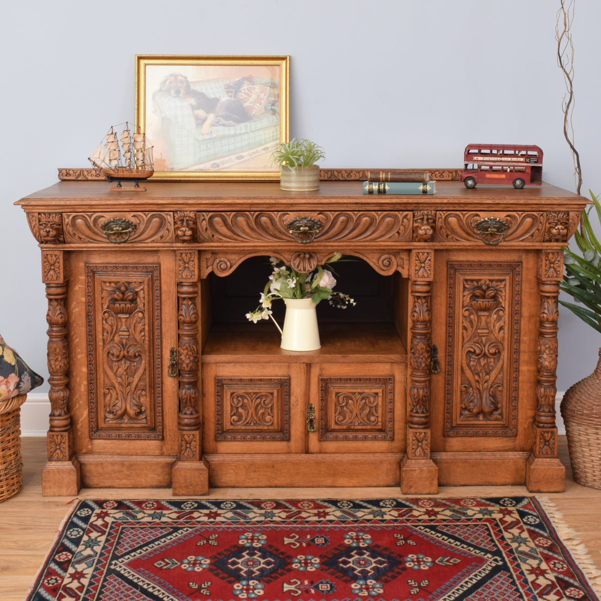Carved Oak Sideboard