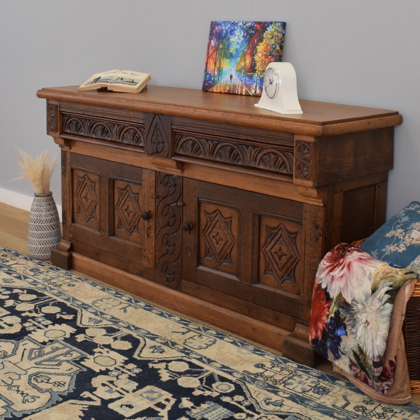 Antique Oak Carved Sideboard