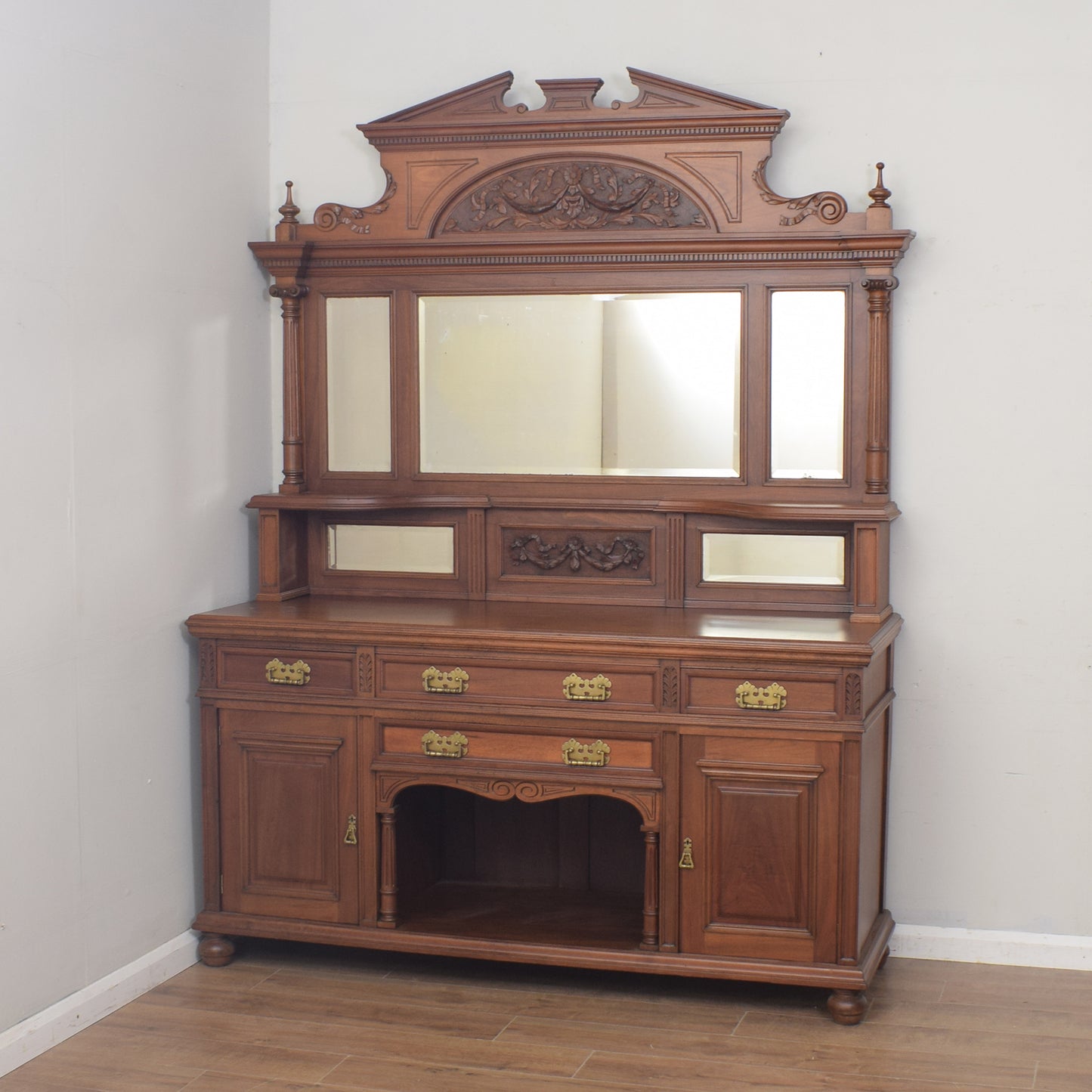 Large Mahogany Mirrored Back Sideboard