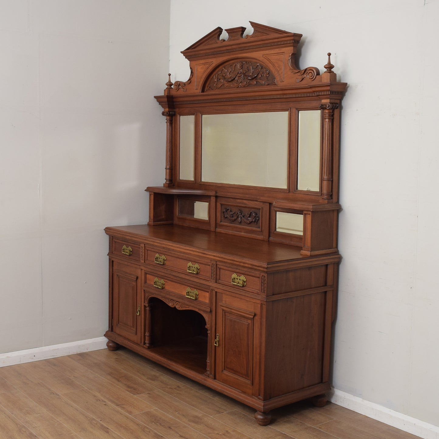 Large Mahogany Mirrored Back Sideboard