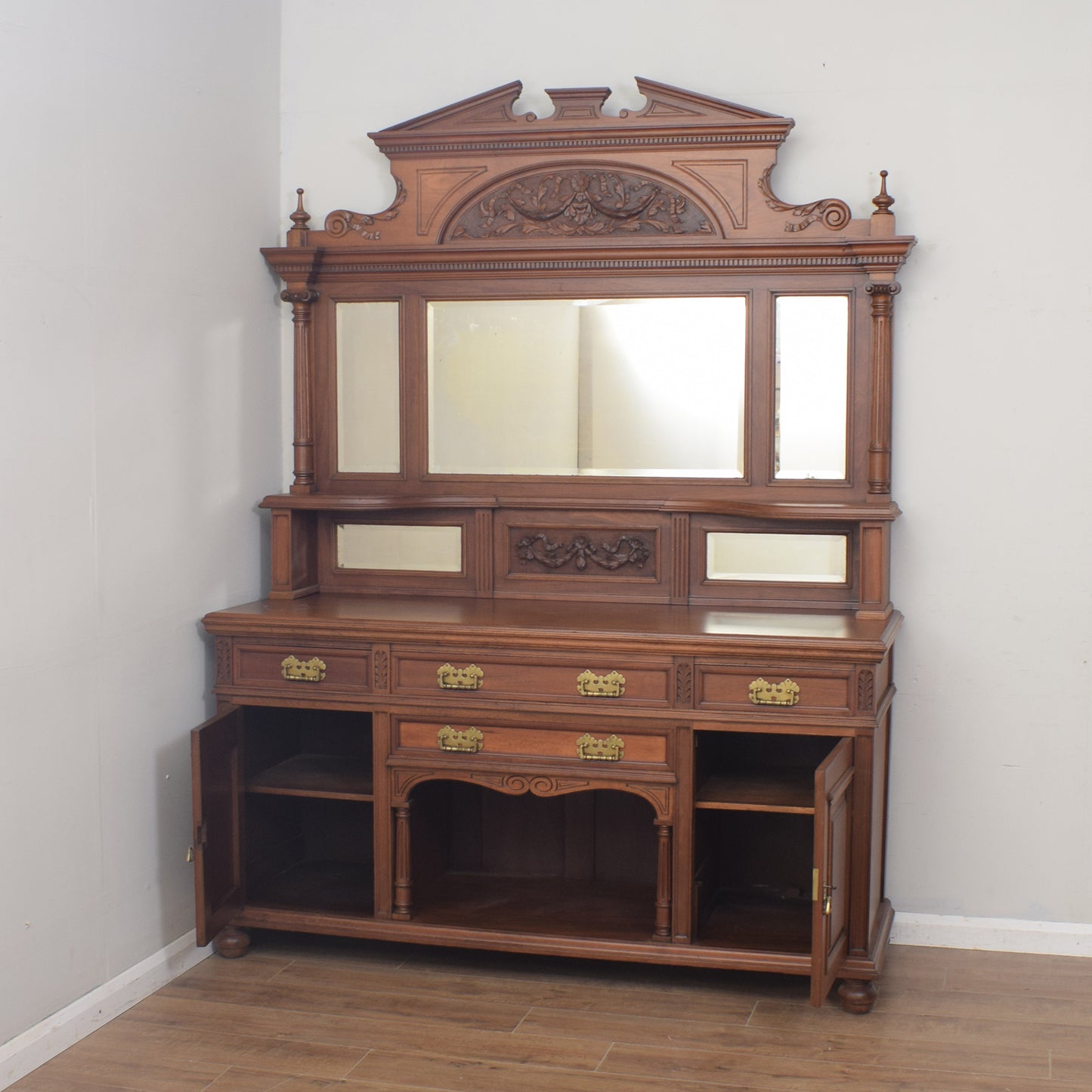 Large Mahogany Mirrored Back Sideboard