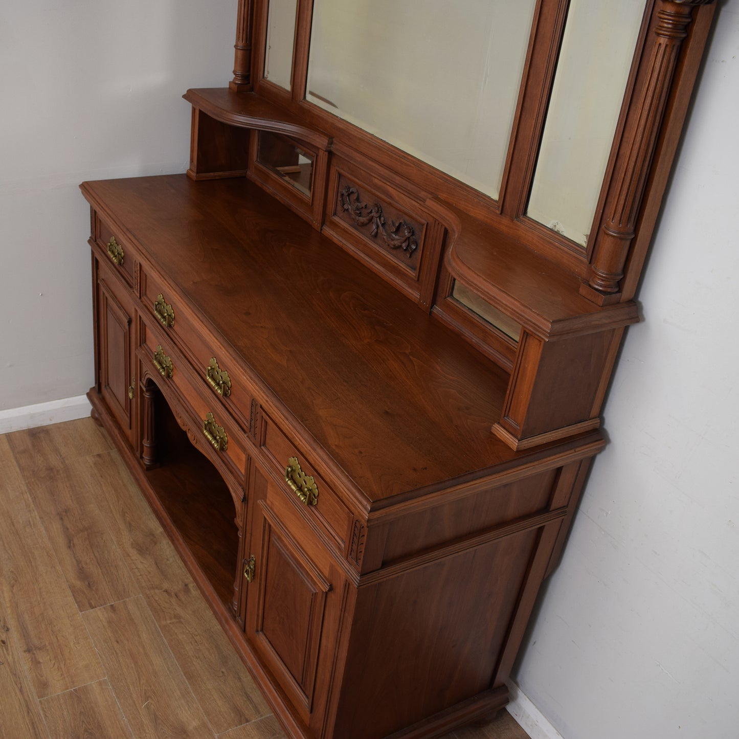 Large Mahogany Mirrored Back Sideboard