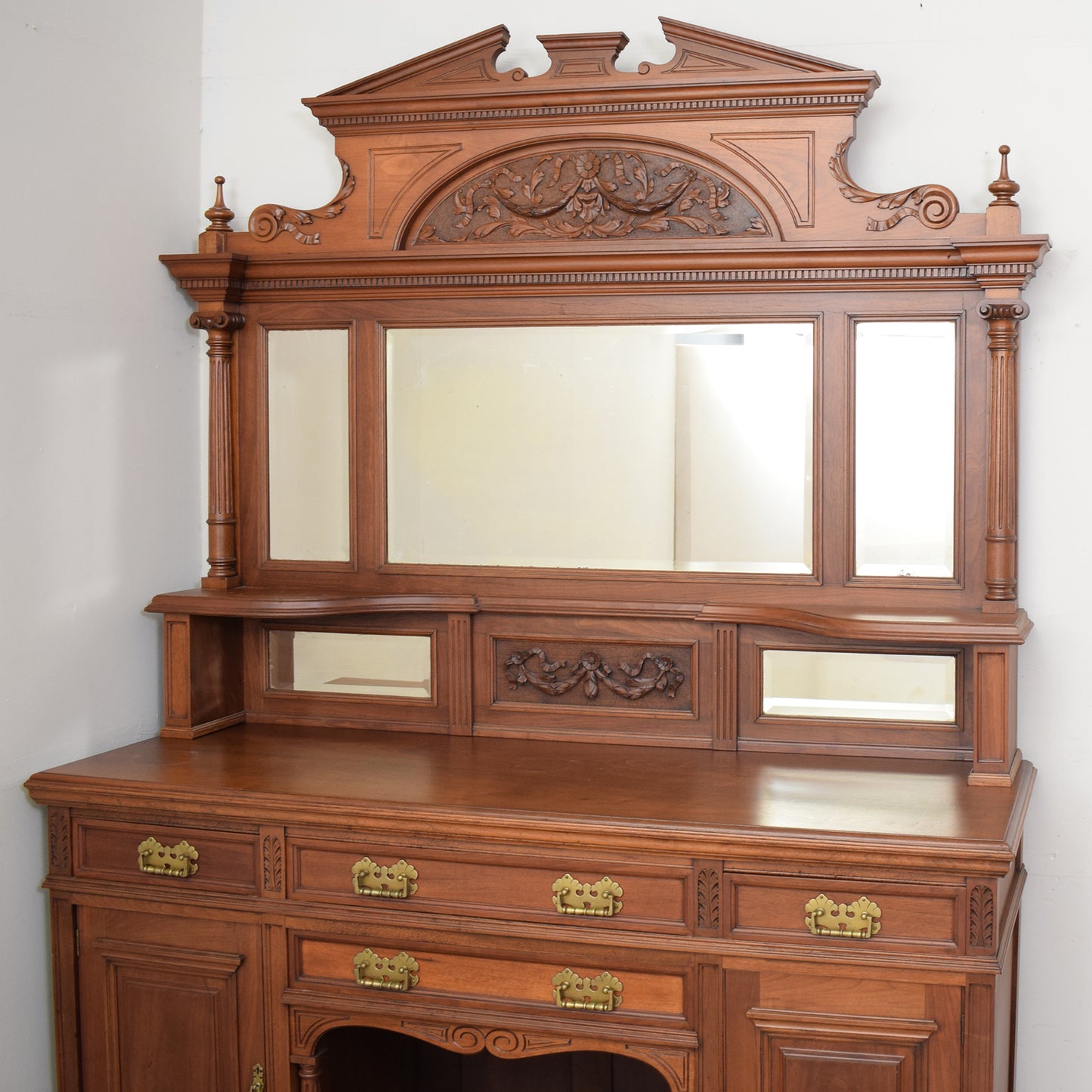 Large Mahogany Mirrored Back Sideboard