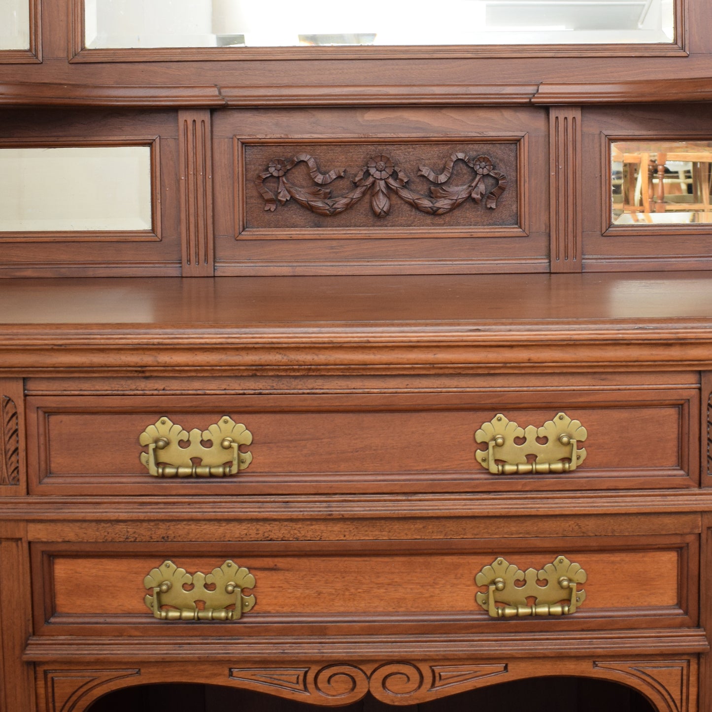 Large Mahogany Mirrored Back Sideboard